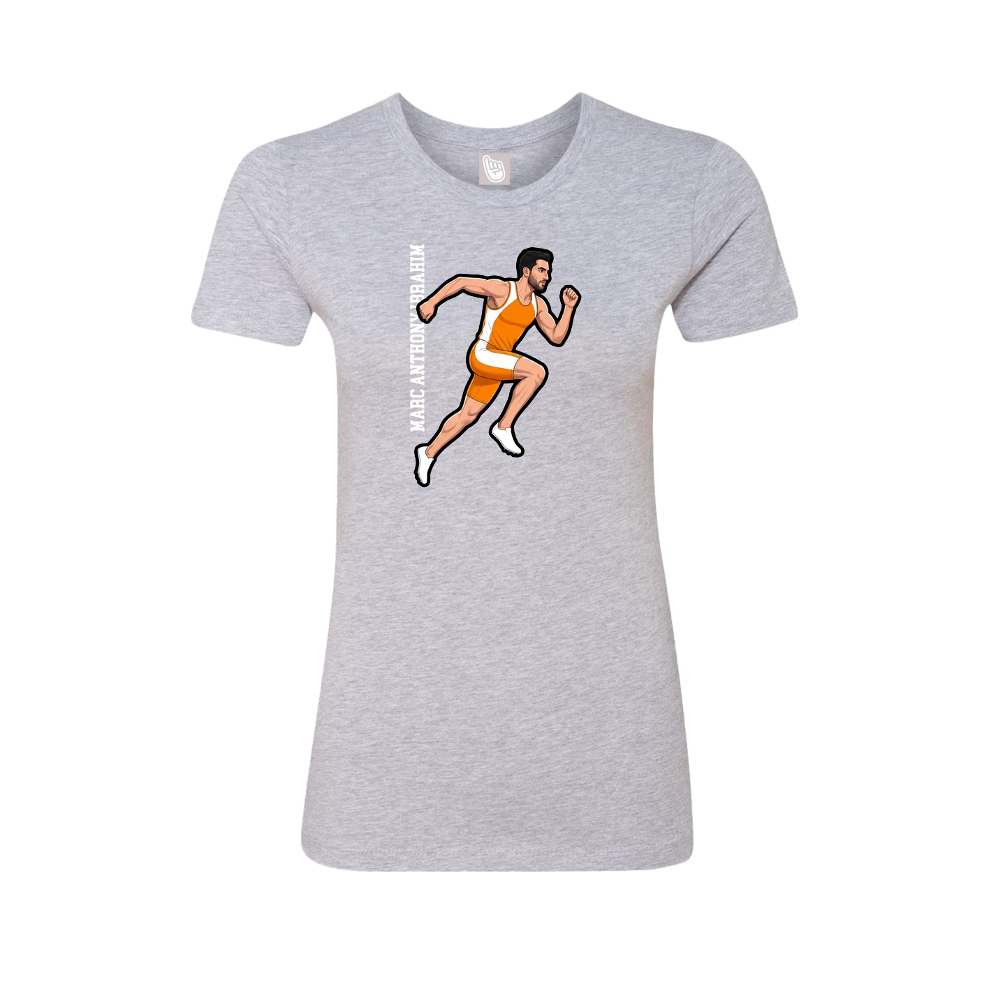 Fitted Women's Tee — Name Vertical in Grey