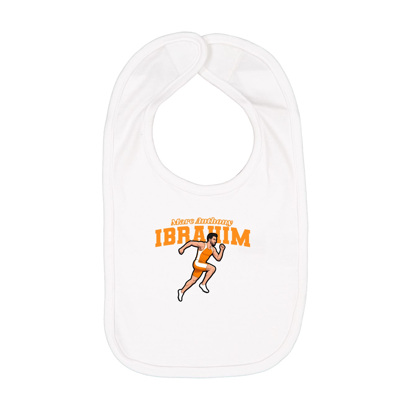 Infant Bib — Name Arch in White