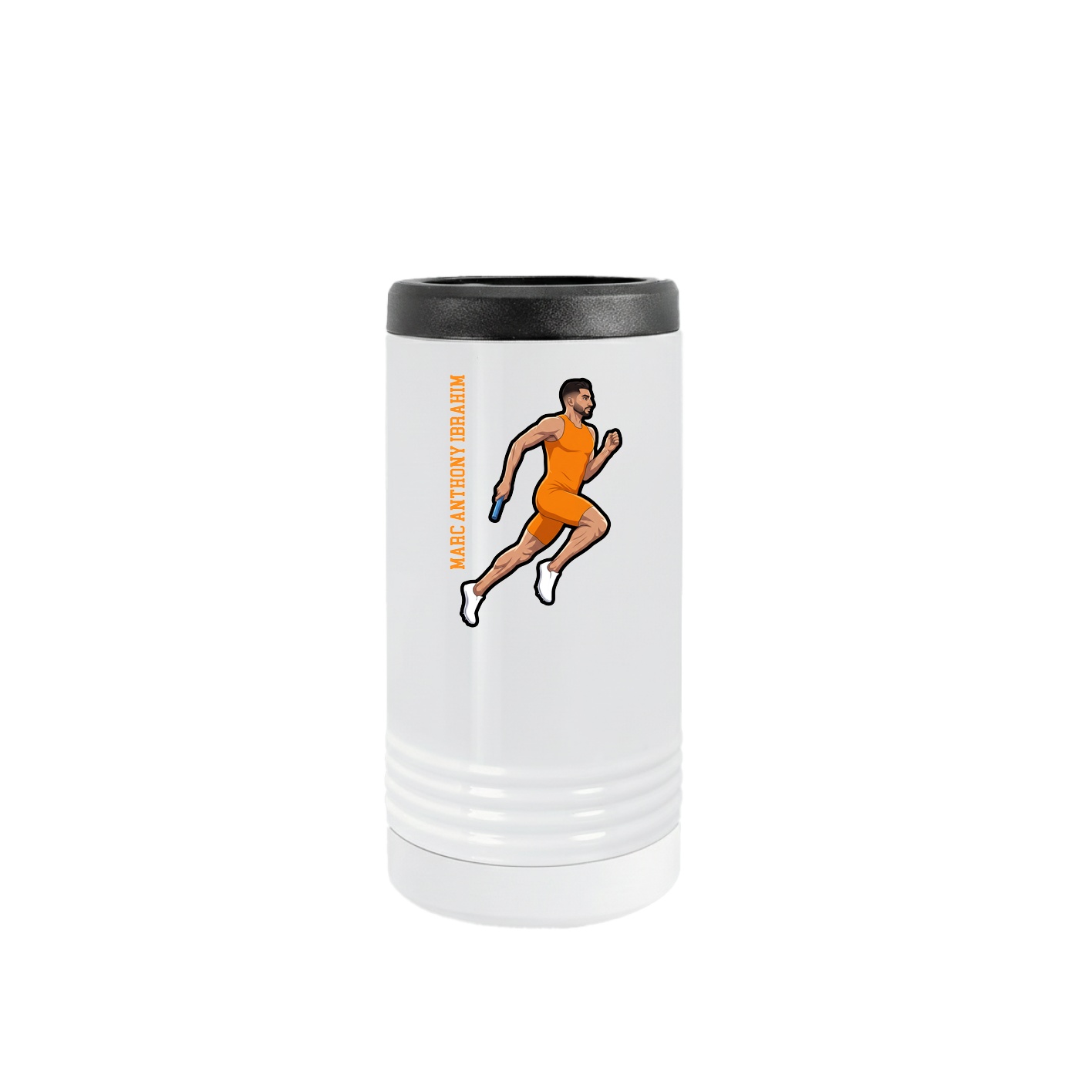 Slim Beverage Holder — Name Vertical in White