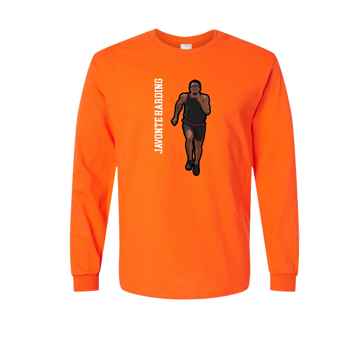 Long Sleeve Tee — Name Vertical in Orange