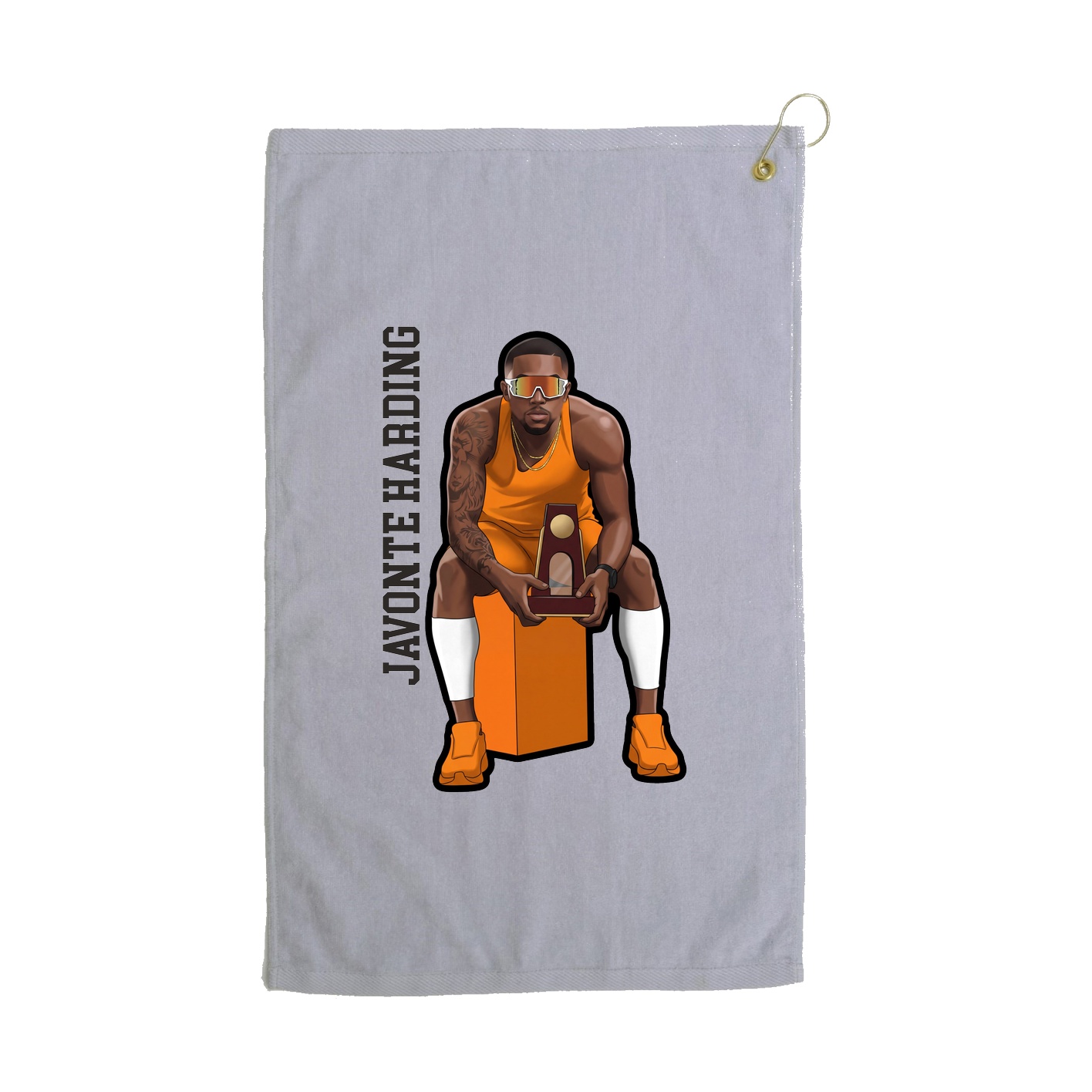 Golf Towel — Name Vertical in Grey