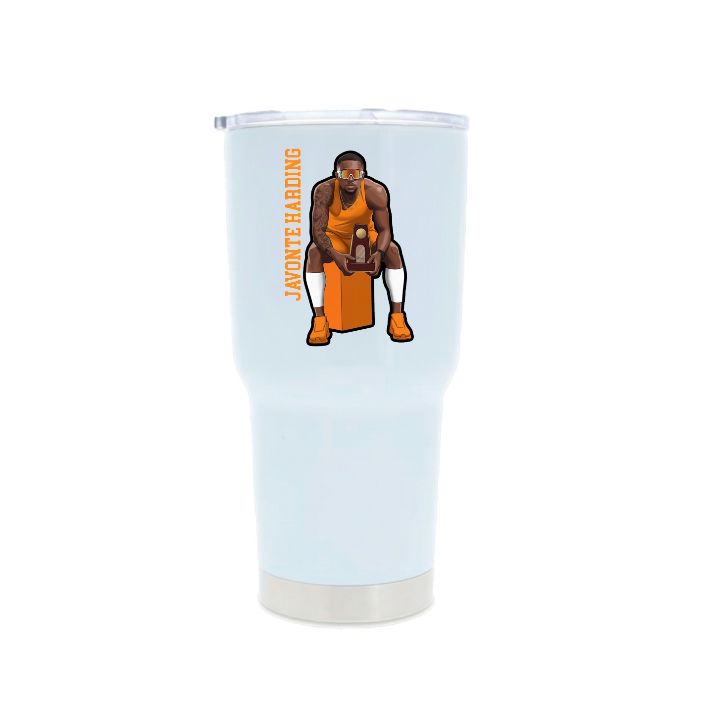 30oz Stainless Steel Tumbler — Name Vertical in White