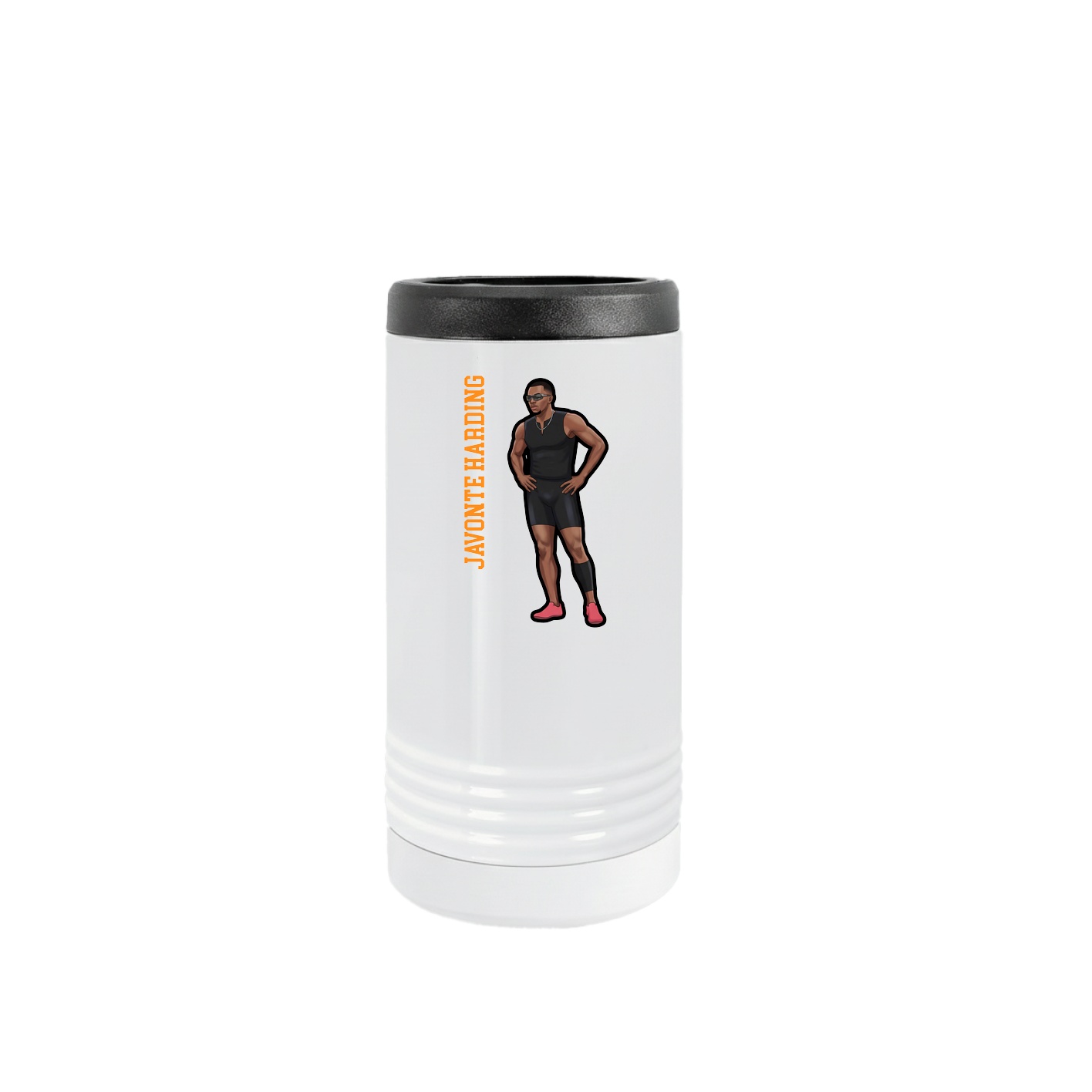 Slim Beverage Holder — Name Vertical in White