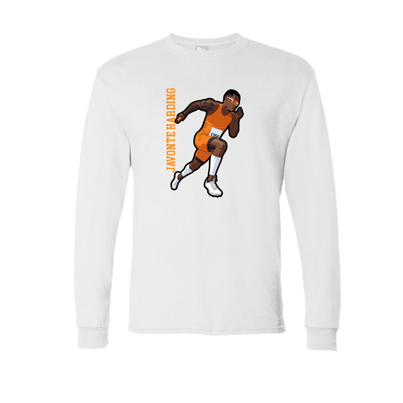 Long Sleeve Tee — Name Vertical in White
