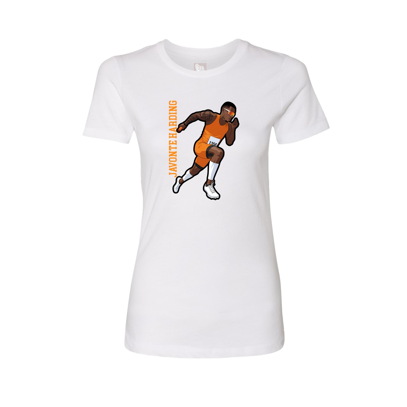 Womens Tee — Name Vertical in White