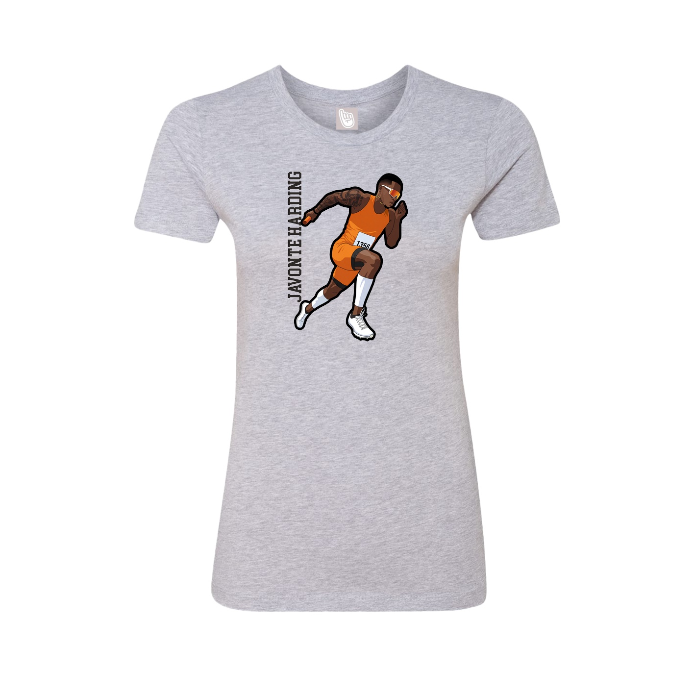 Fitted Women's Tee — Name Vertical in Grey