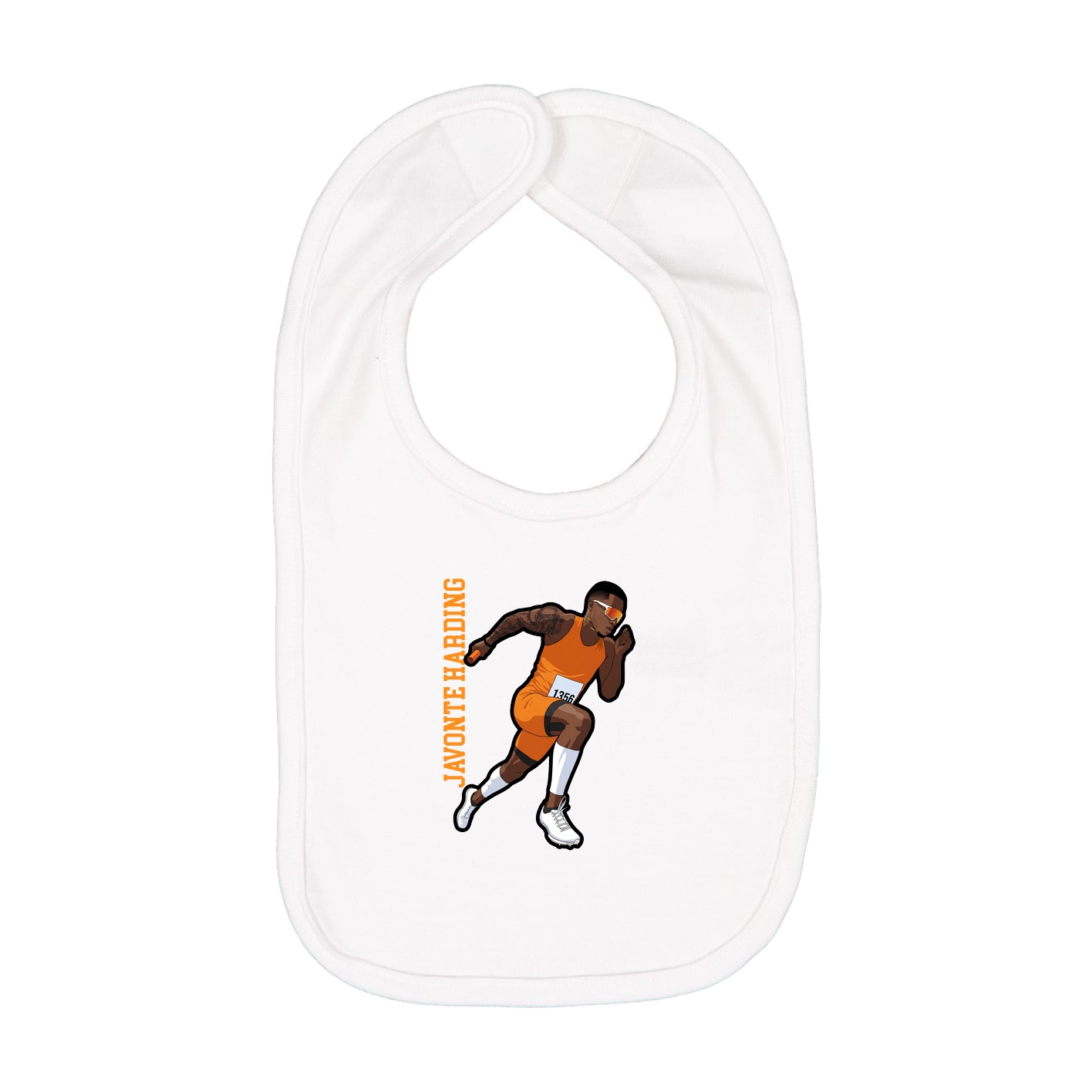 Infant Bib — Name Vertical in White