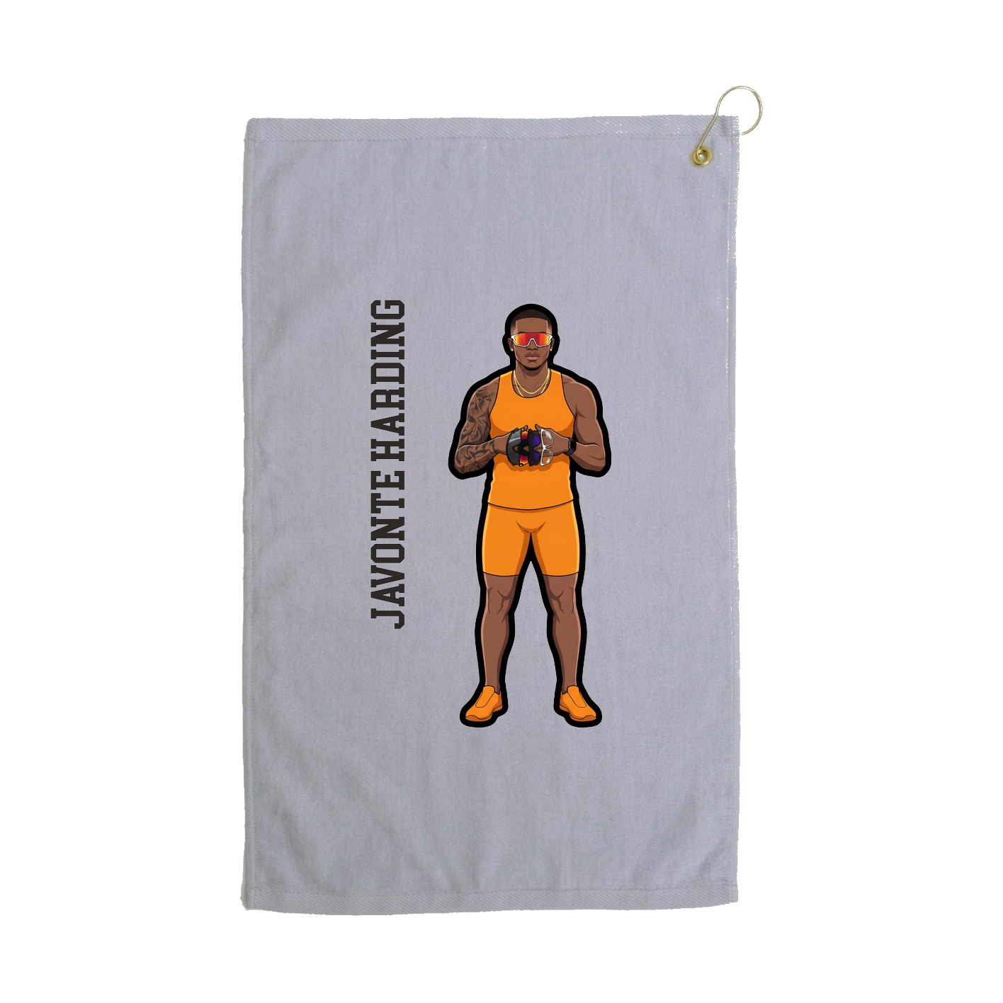 Golf Towel — Name Vertical in Grey