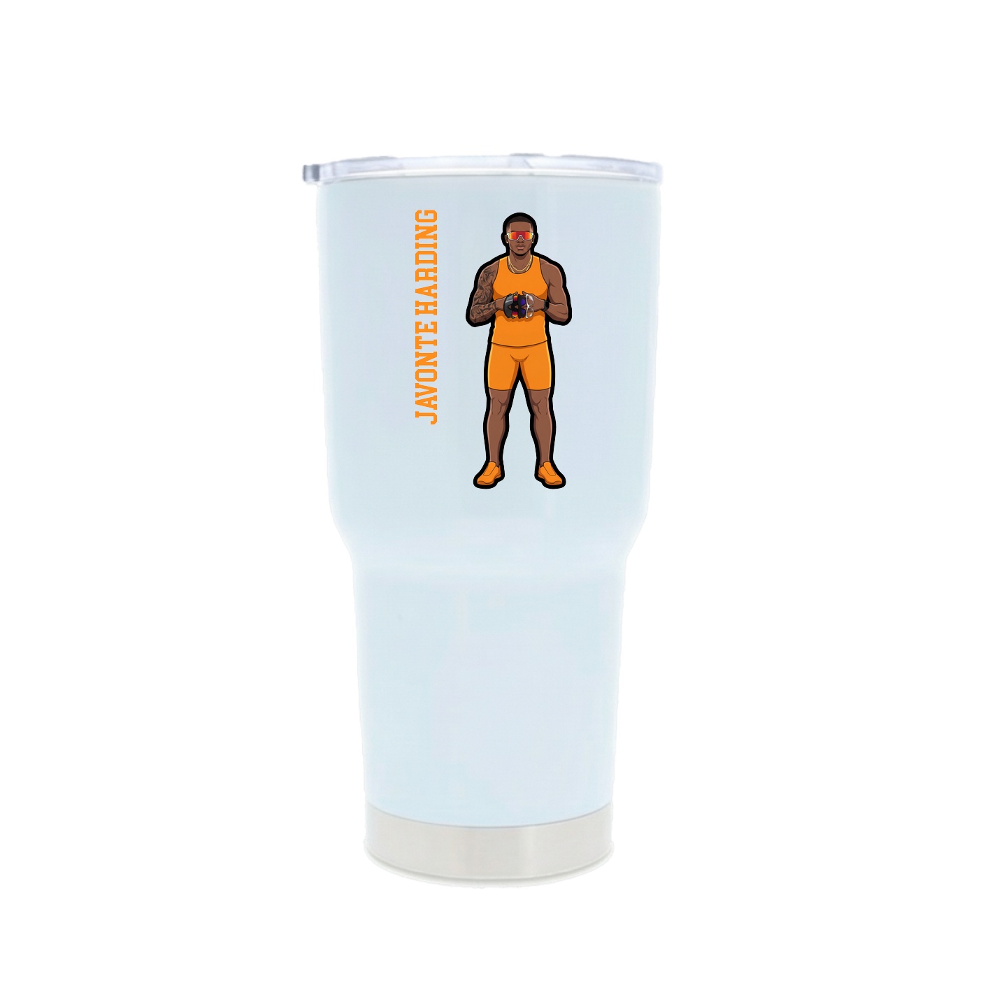 30oz Stainless Steel Tumbler — Name Vertical in White
