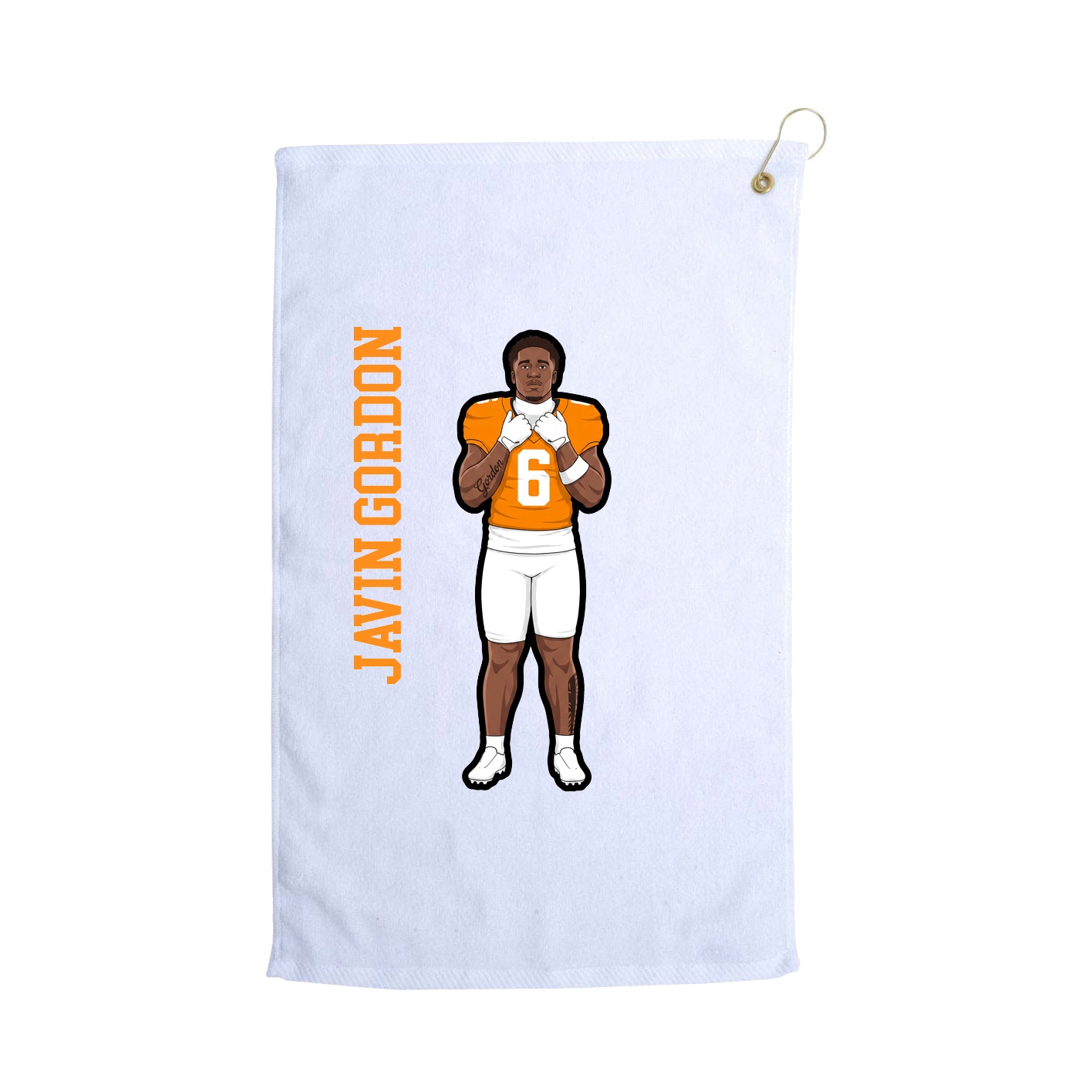 Golf Towel — Name Vertical in White