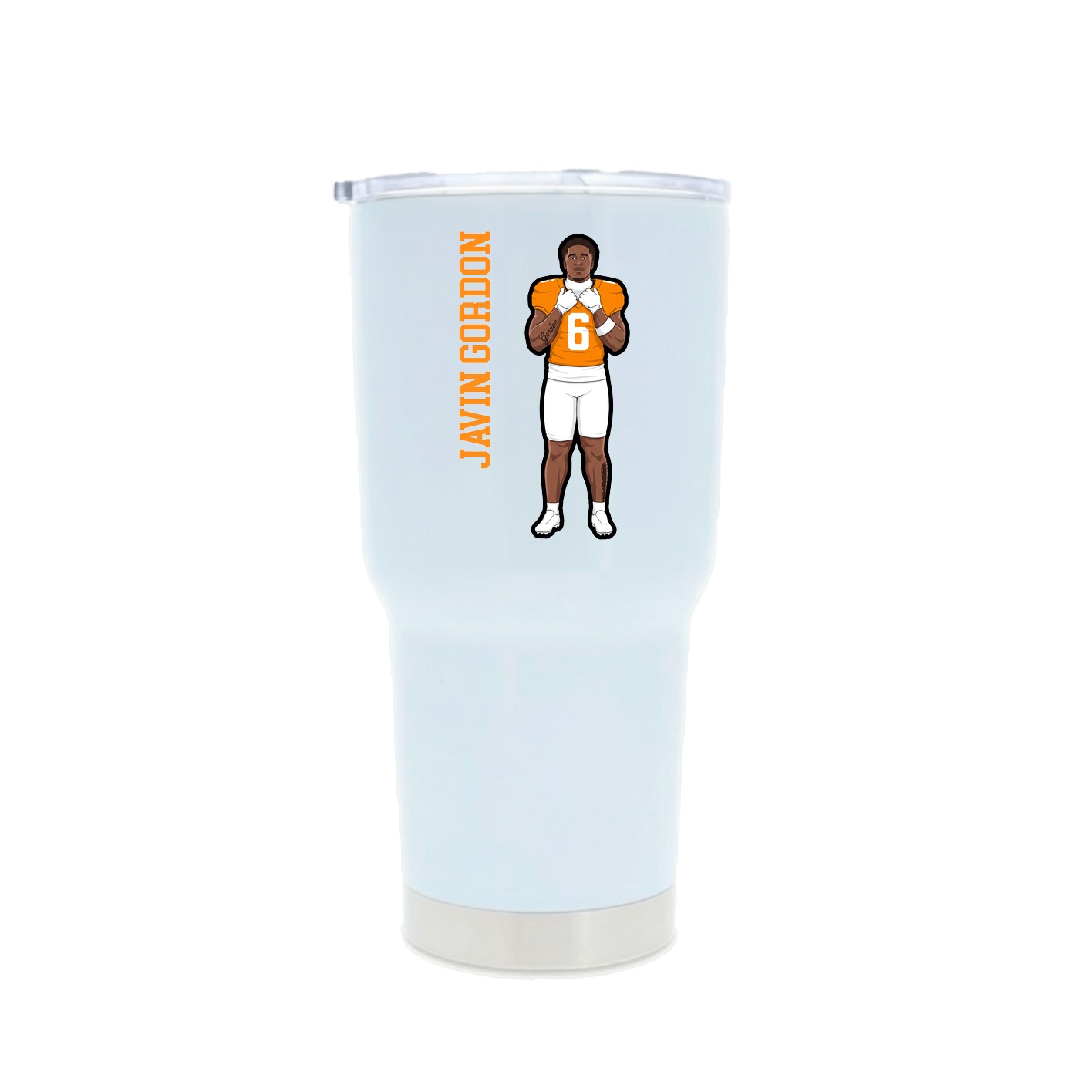 30oz Stainless Steel Tumbler — Name Vertical in White