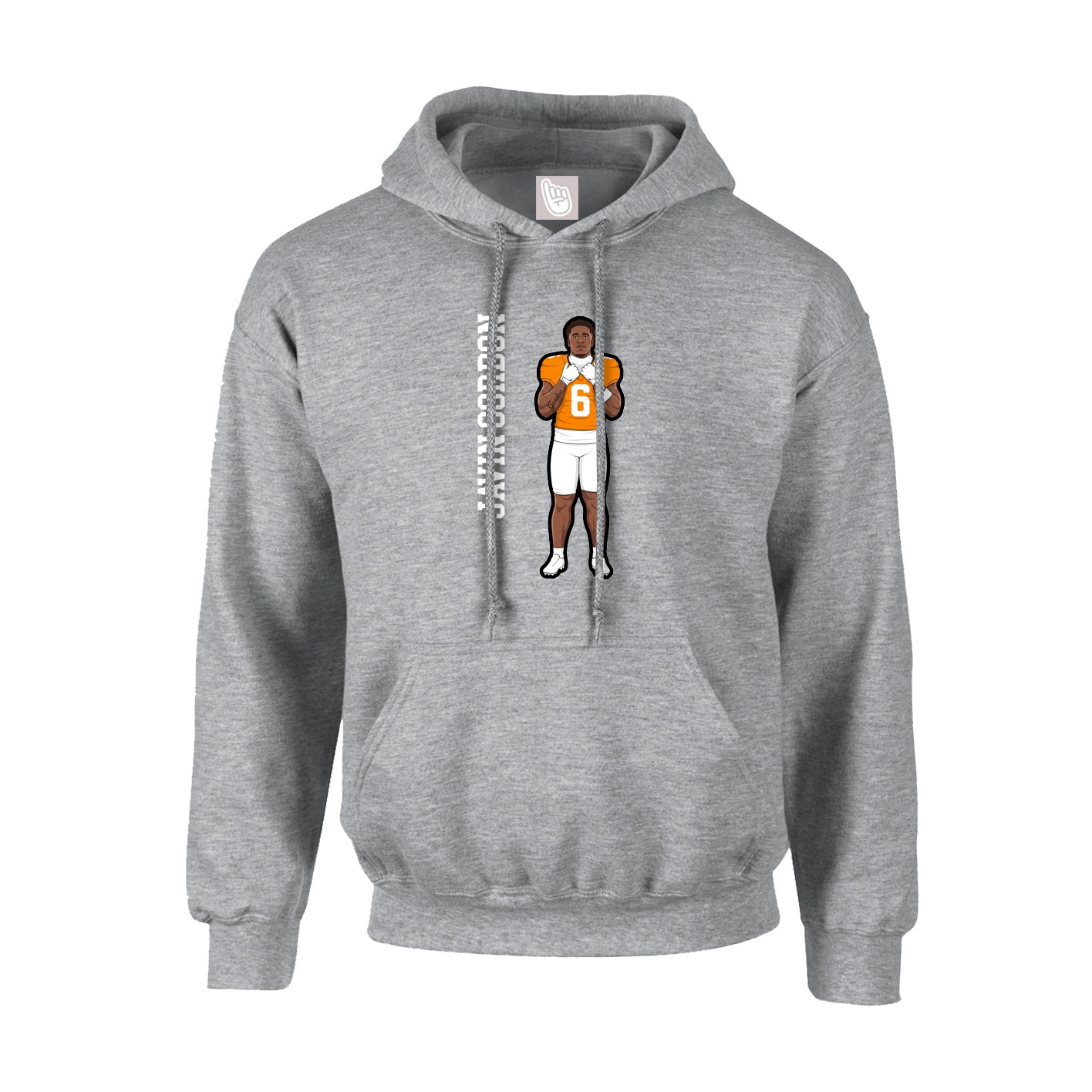 Youth Hoodie — Name Vertical in Grey