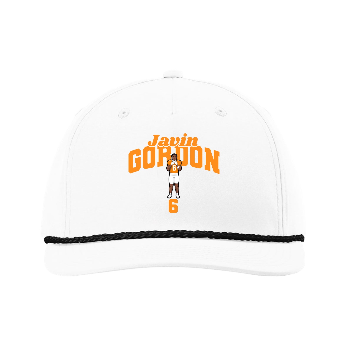 Five-Panel Classic Rope Cap — Signature Arch in White