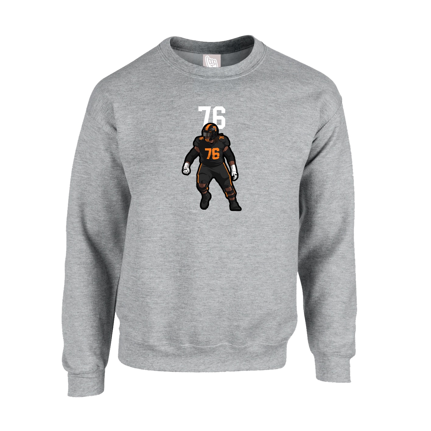 Fleece Crew — Number Top in Grey