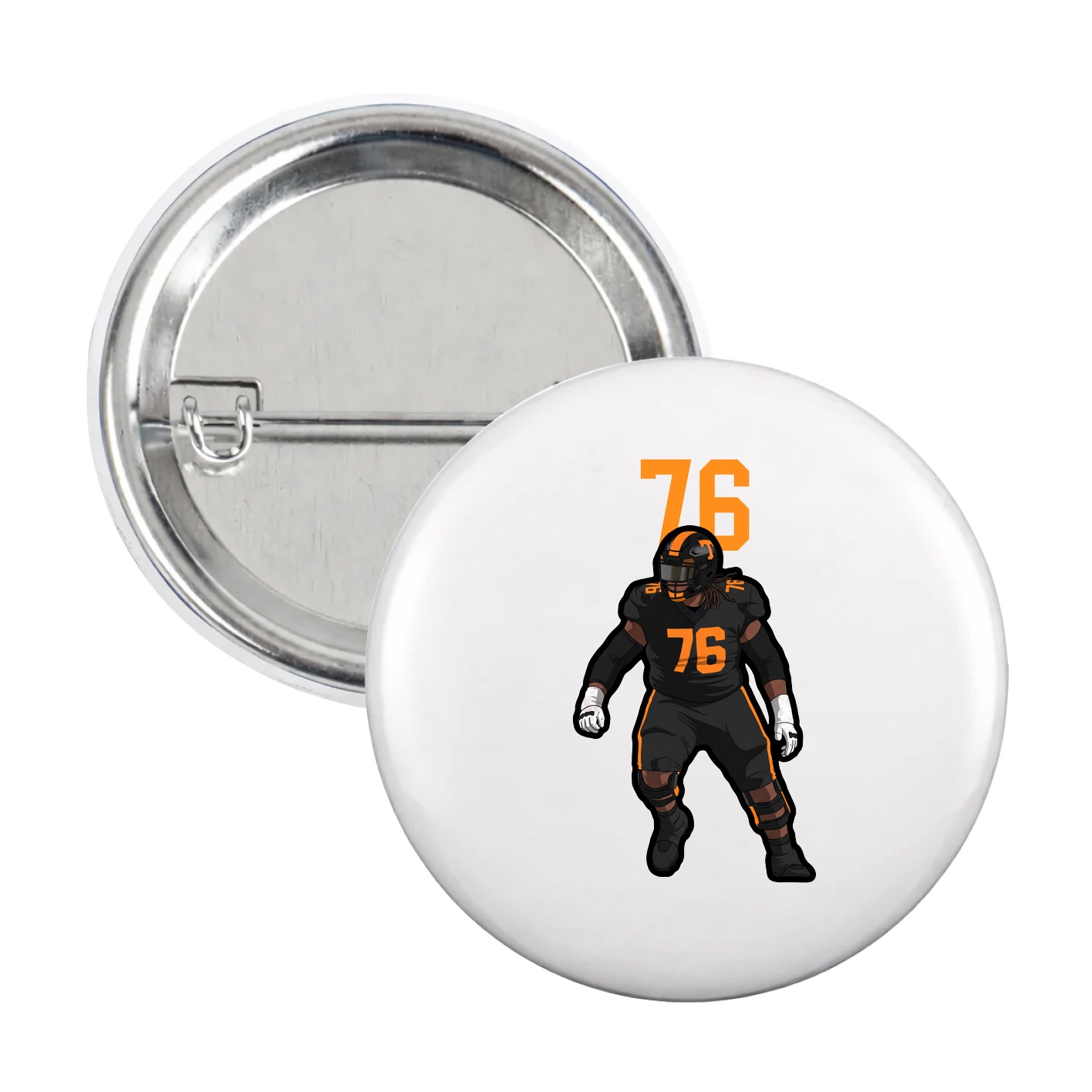 Game Day Button — Number Top in White