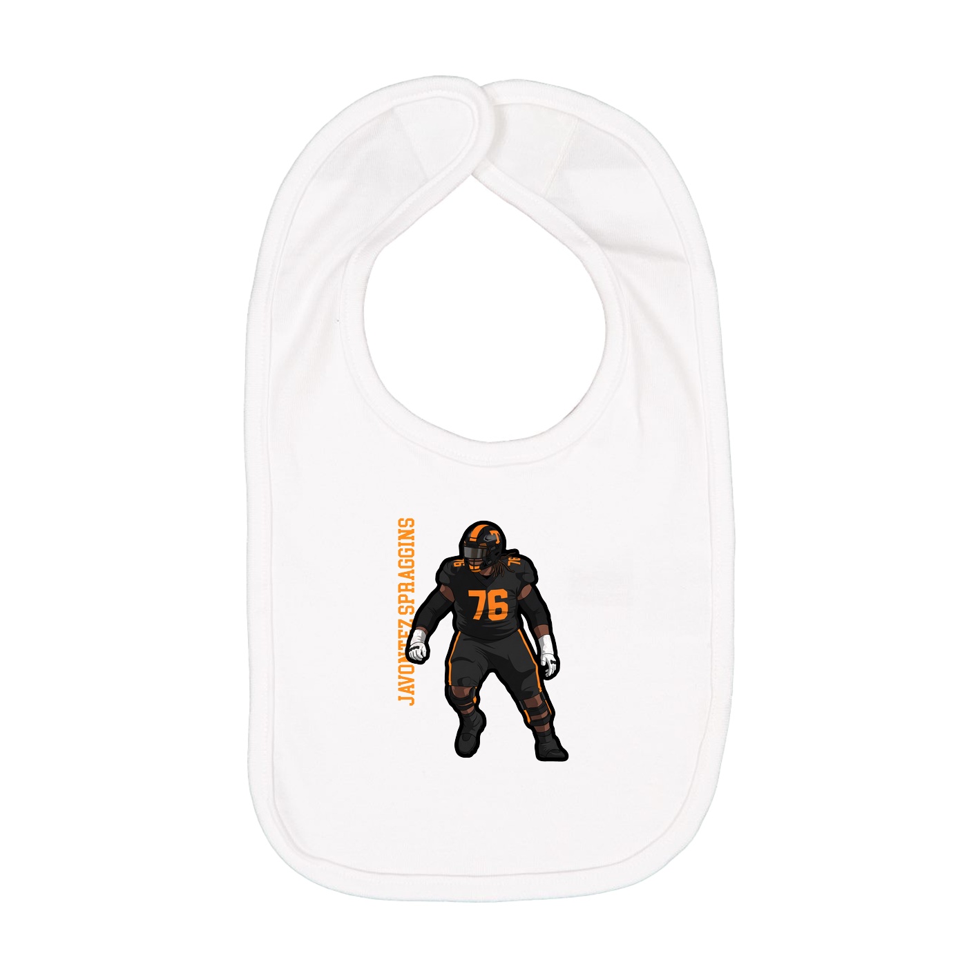 Infant Bib — Name Vertical in White