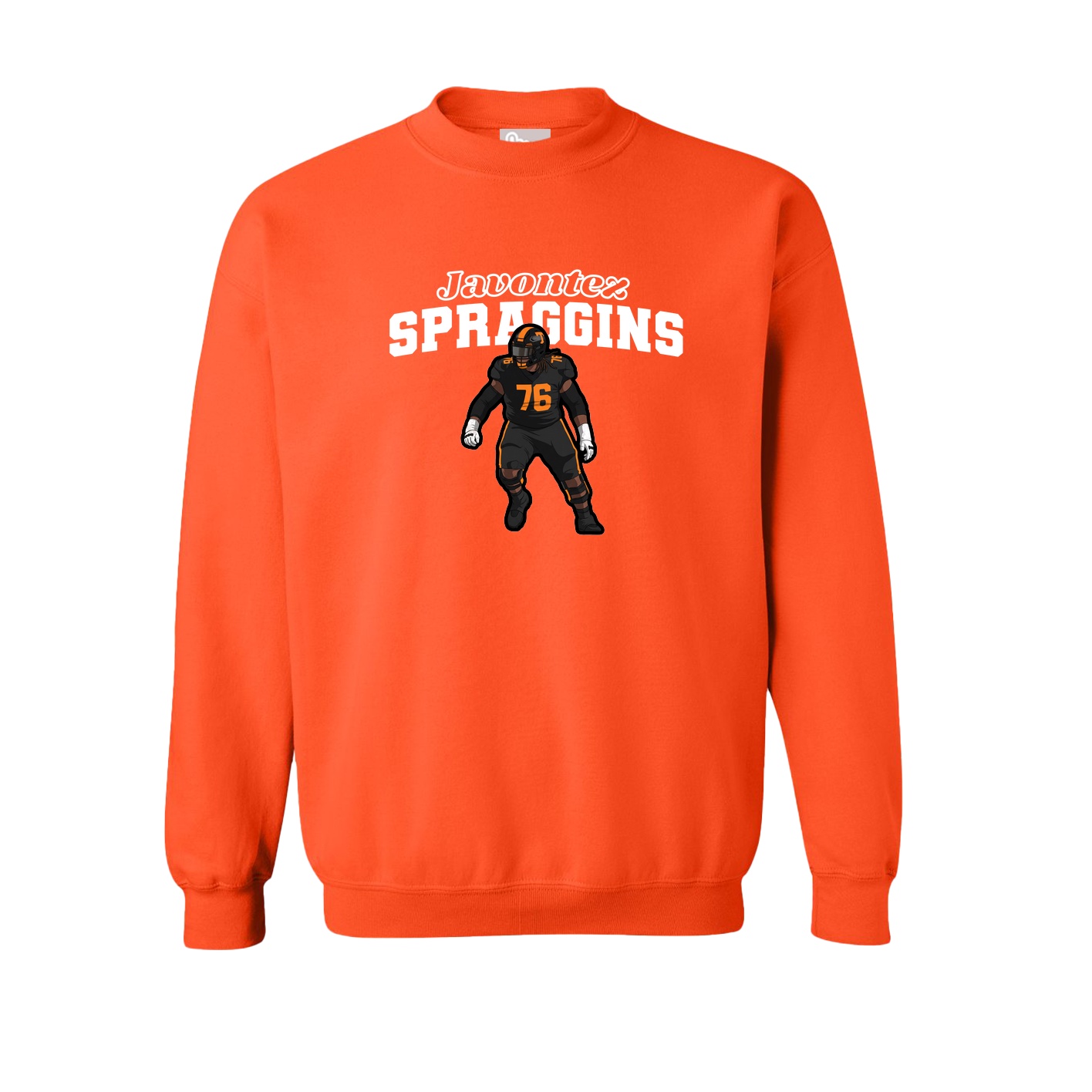 Fleece Crew — Name Arch in Orange