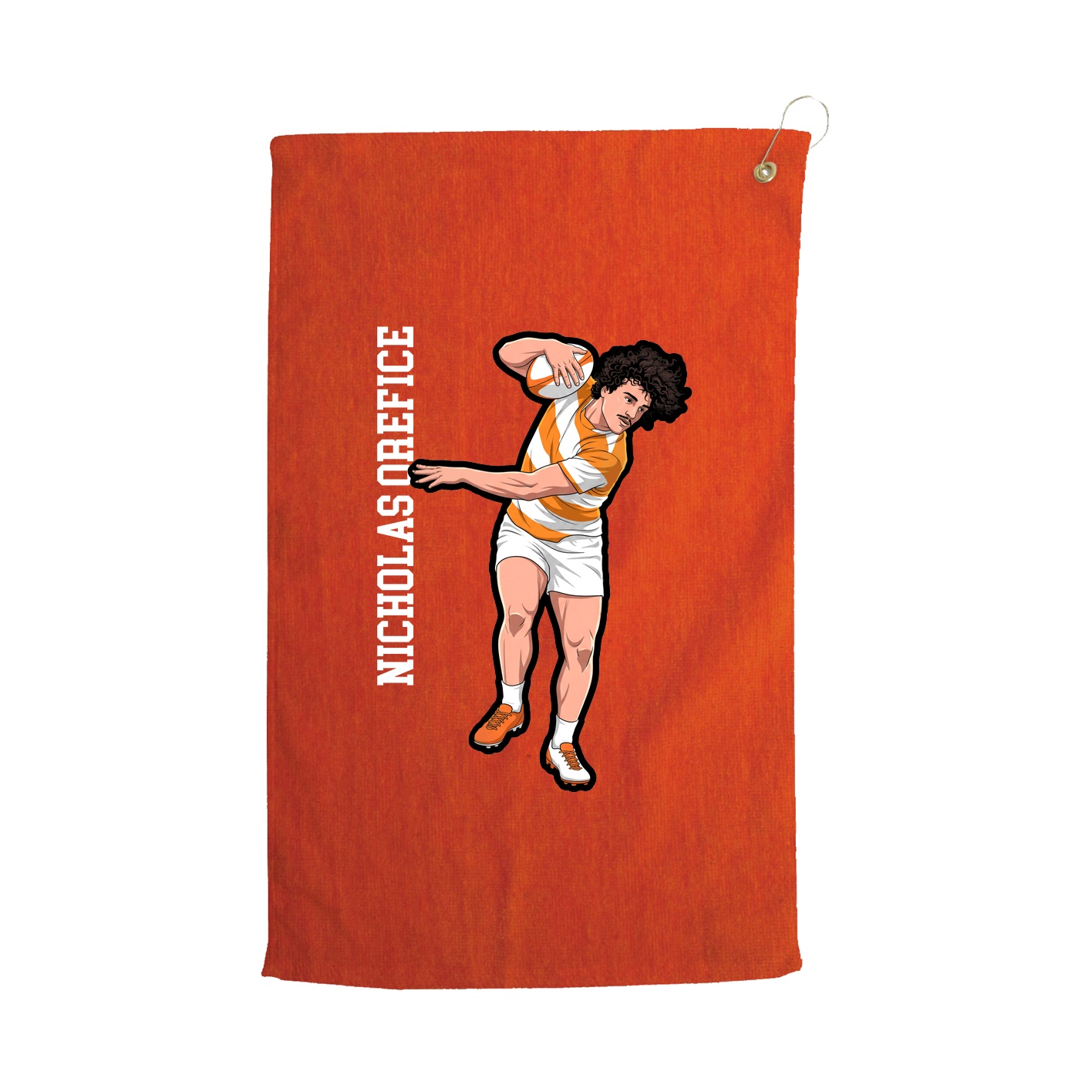 Golf Towel — Name Vertical in Orange