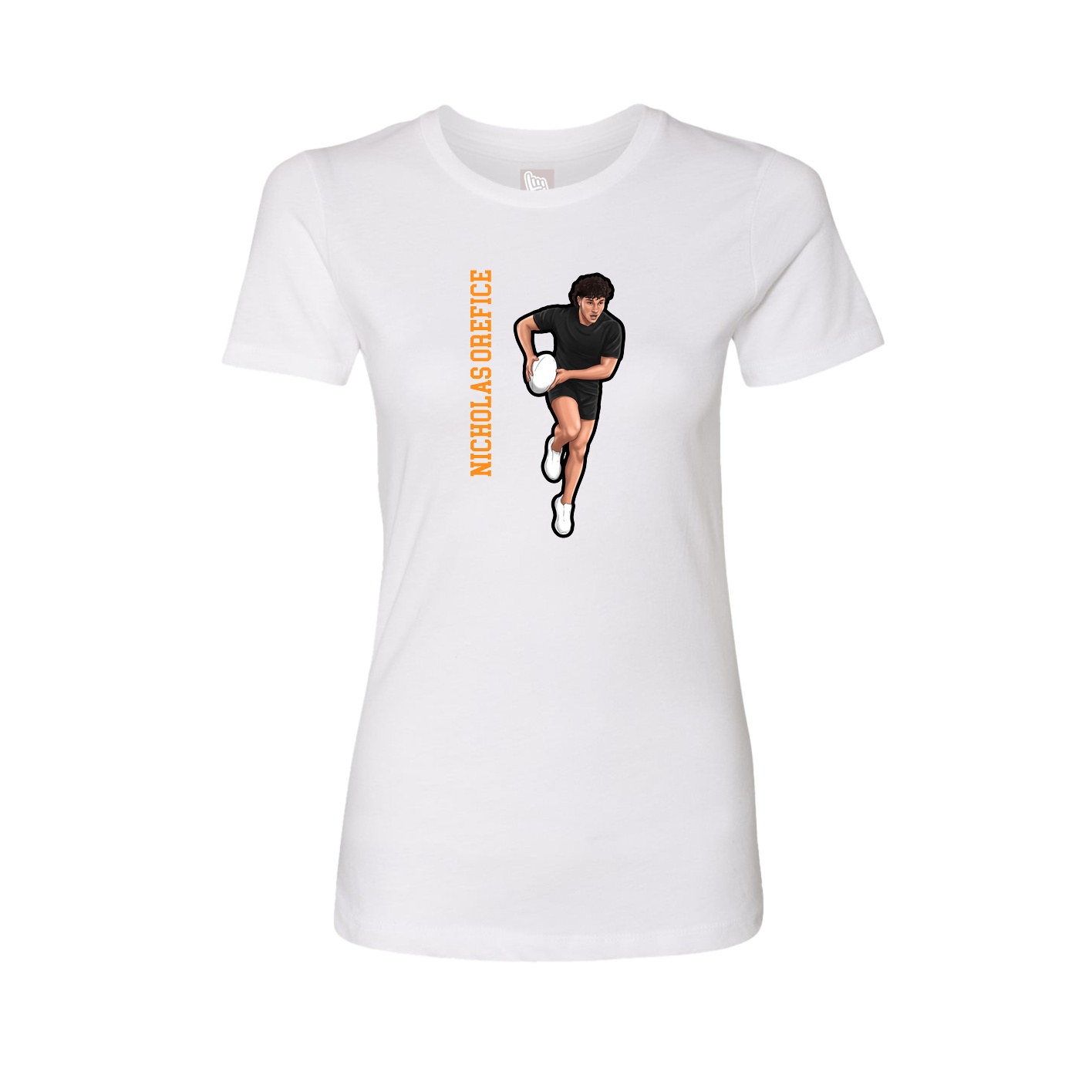 Fitted Women's Tee — Name Vertical in White