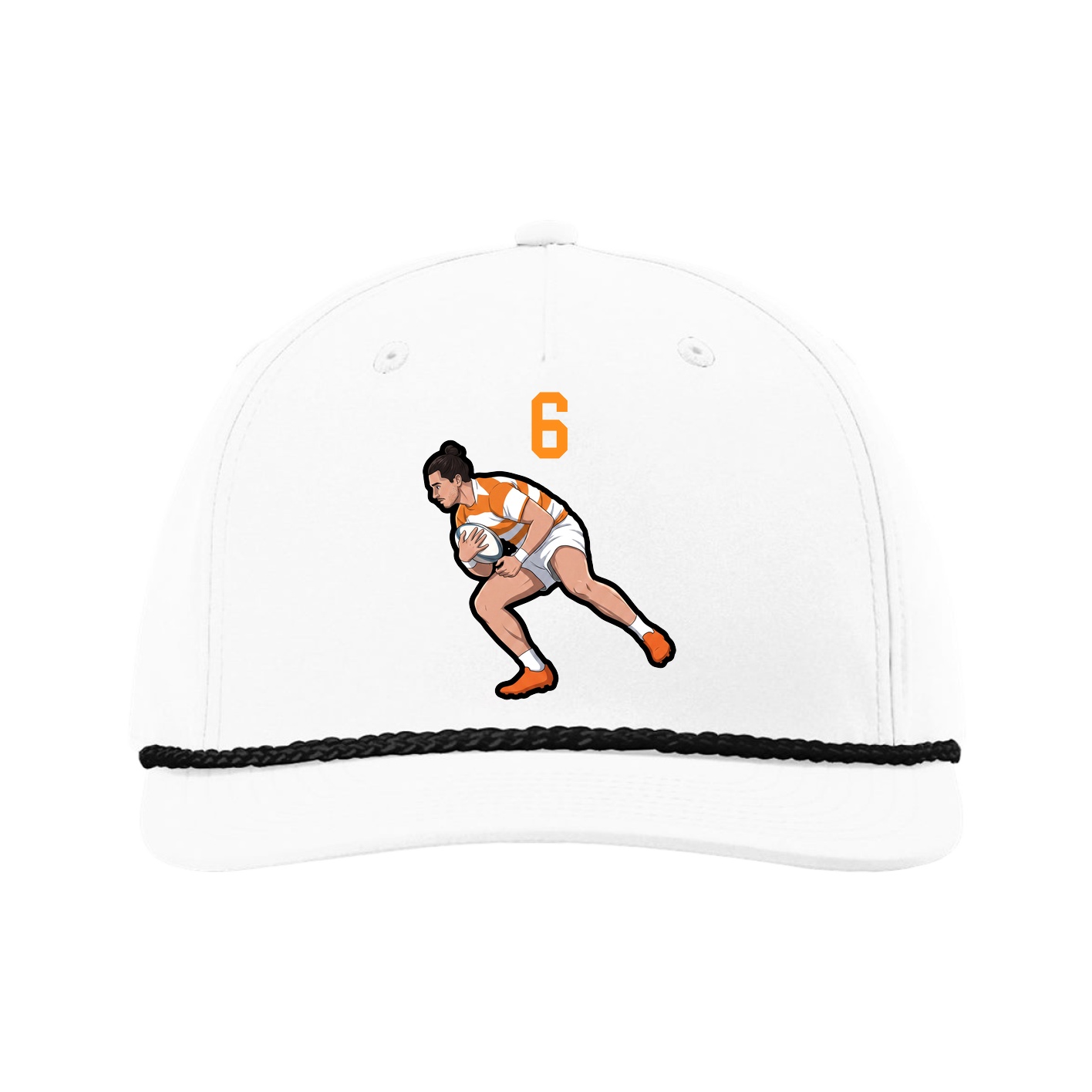 Five-Panel Classic Rope Cap — Number Top in White
