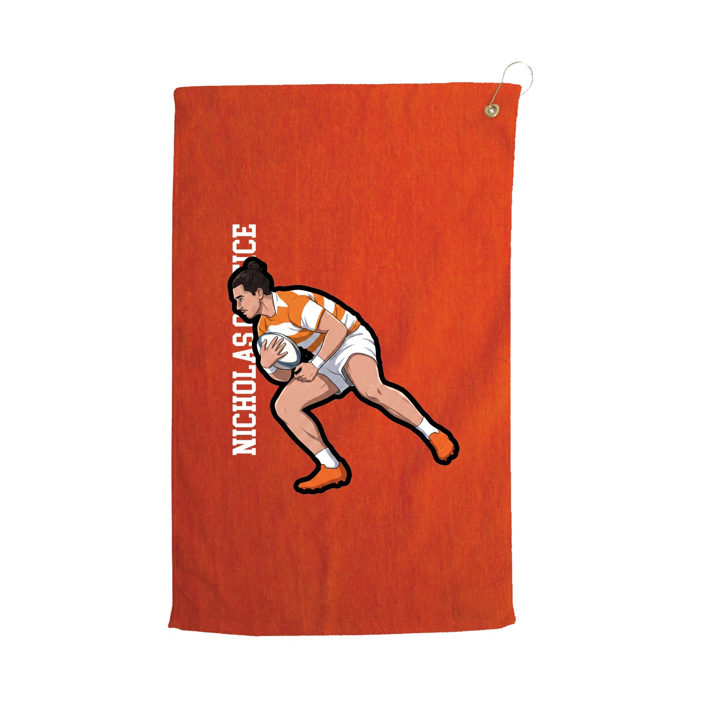 Golf Towel — Name Vertical in Orange