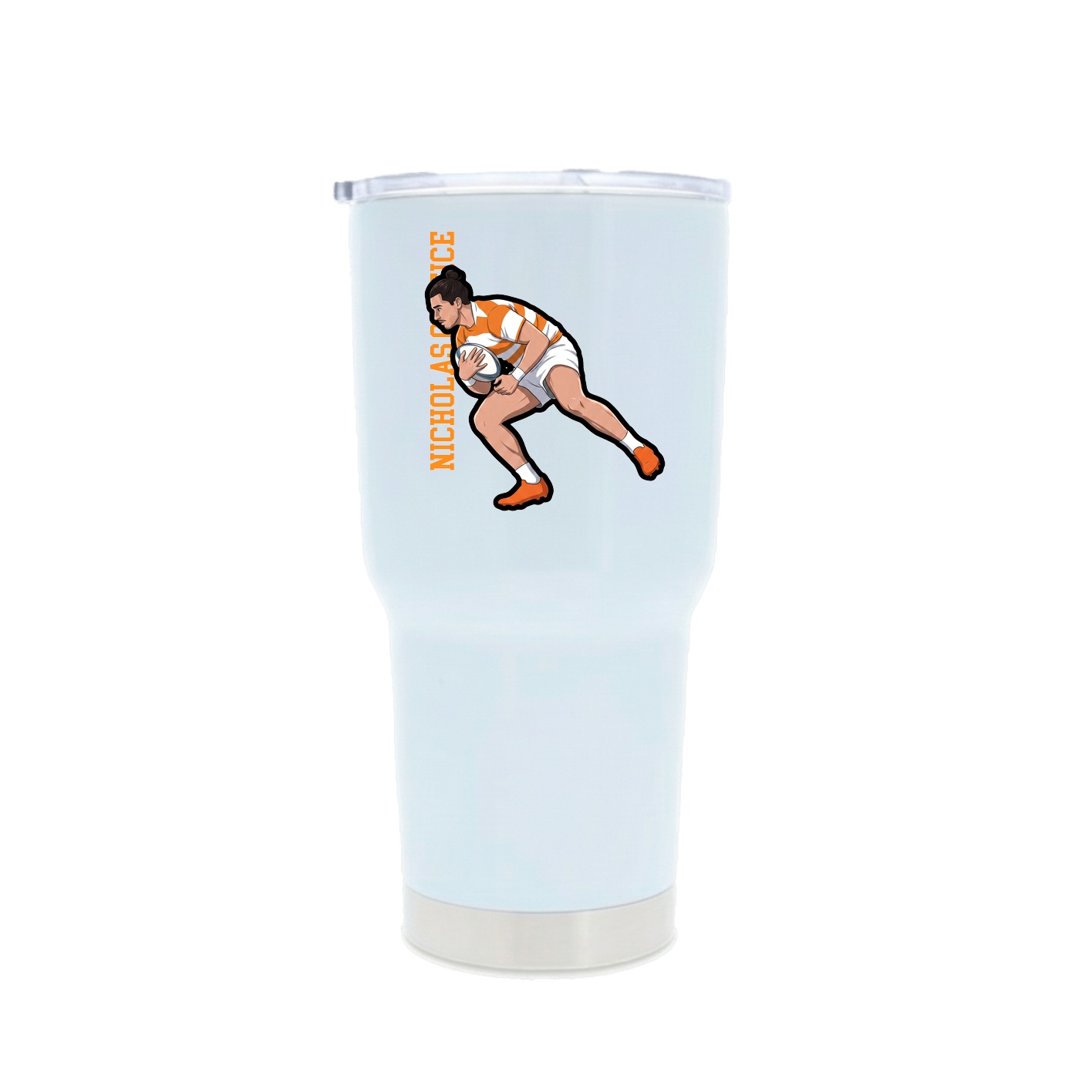 30oz Stainless Steel Tumbler — Name Vertical in White