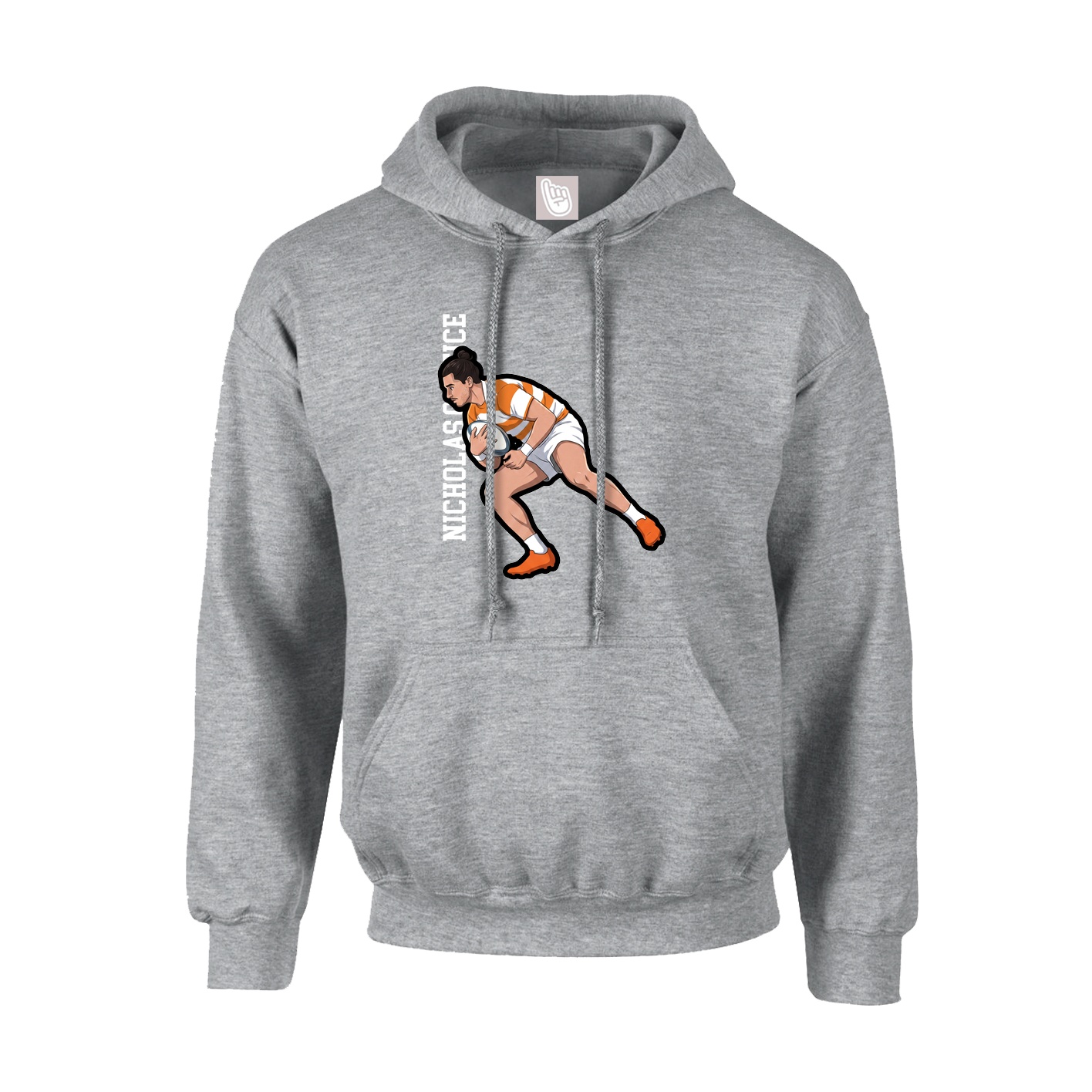Youth Hoodie — Name Vertical in Grey