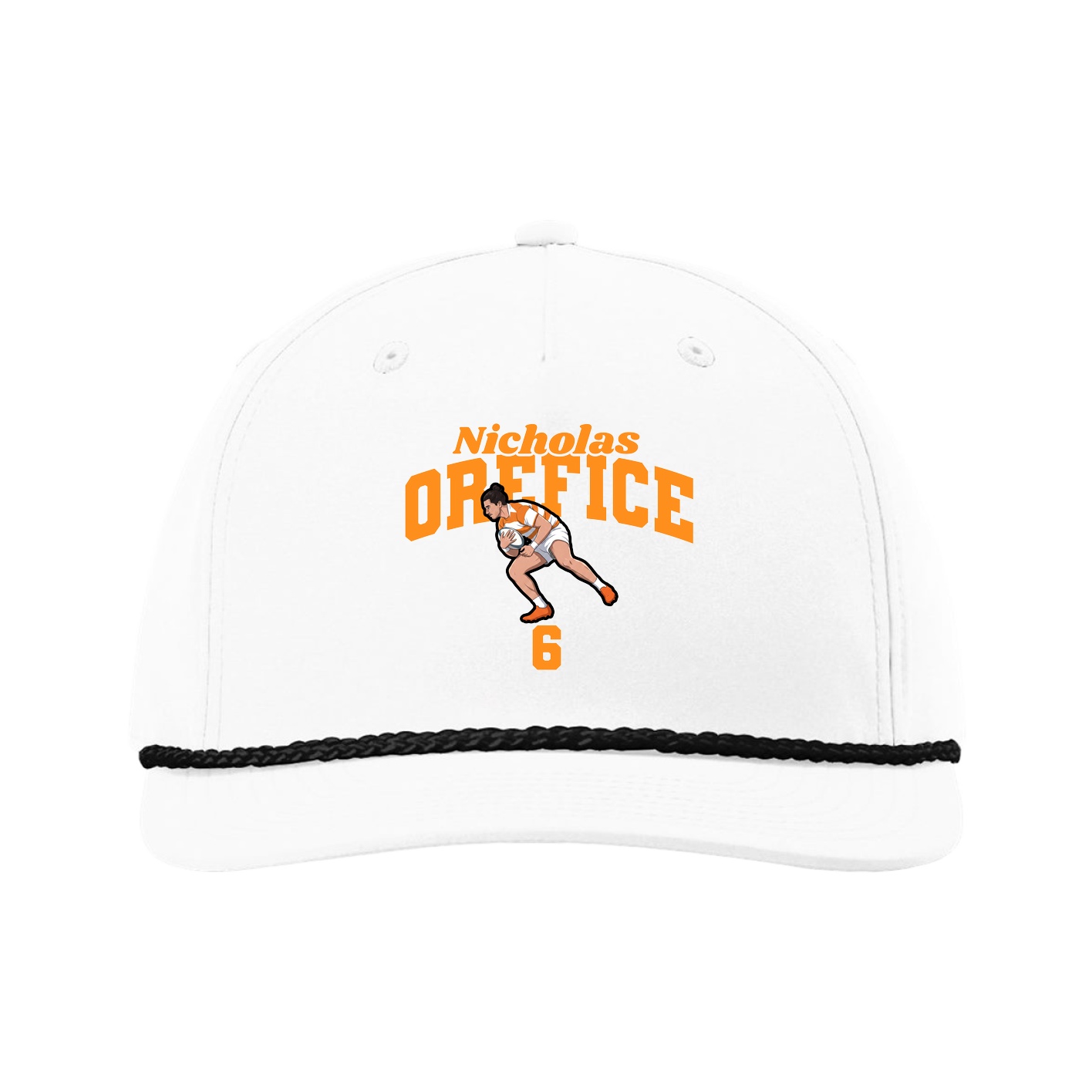 Five-Panel Classic Rope Cap — Signature Arch in White