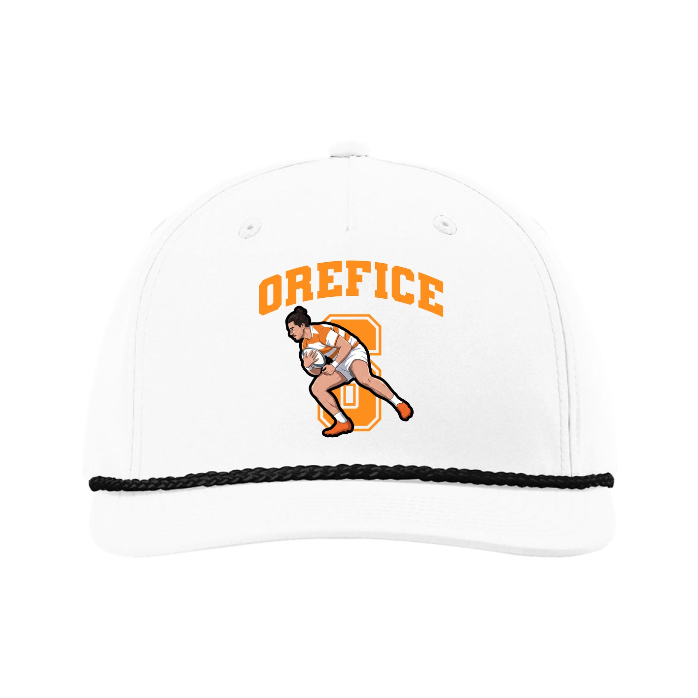 Five-Panel Classic Rope Cap — Number in White