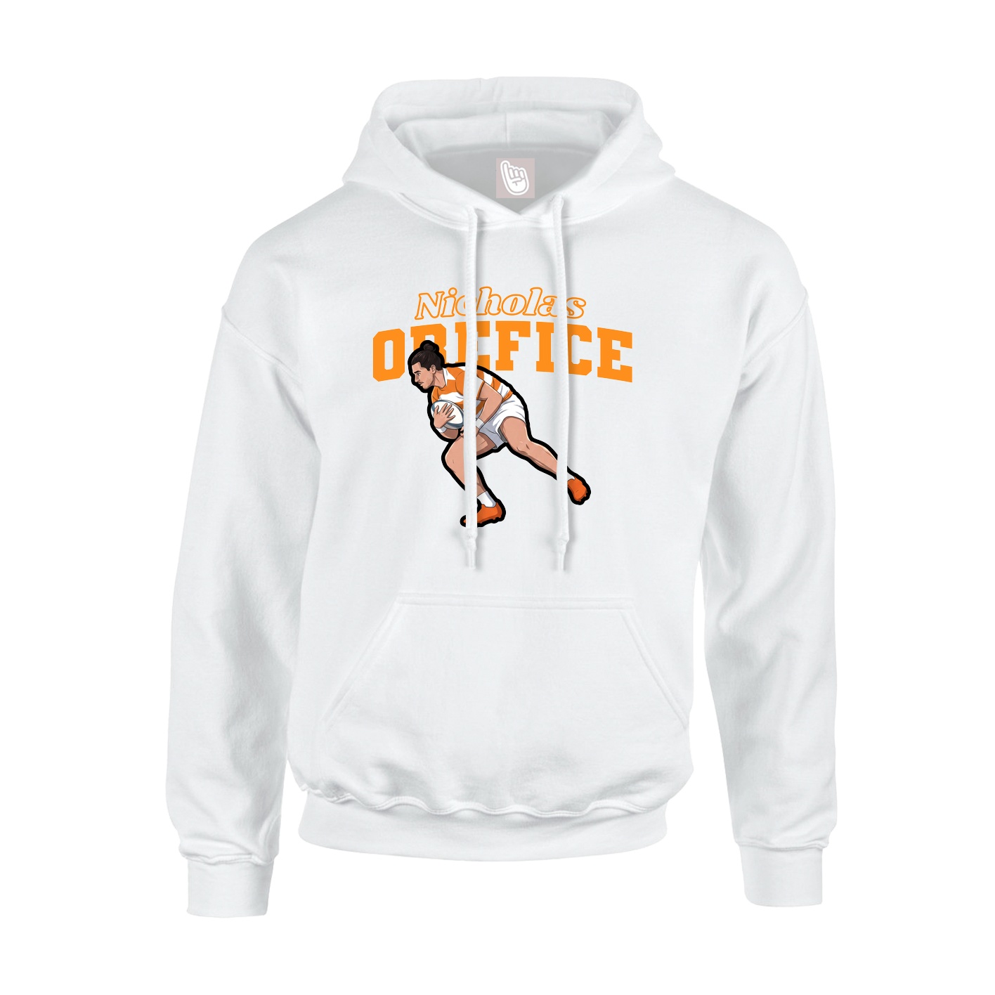 Youth Hoodie — Name Arch in White