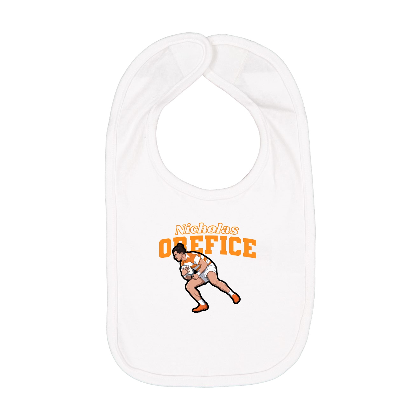 Infant Bib — Name Arch in White