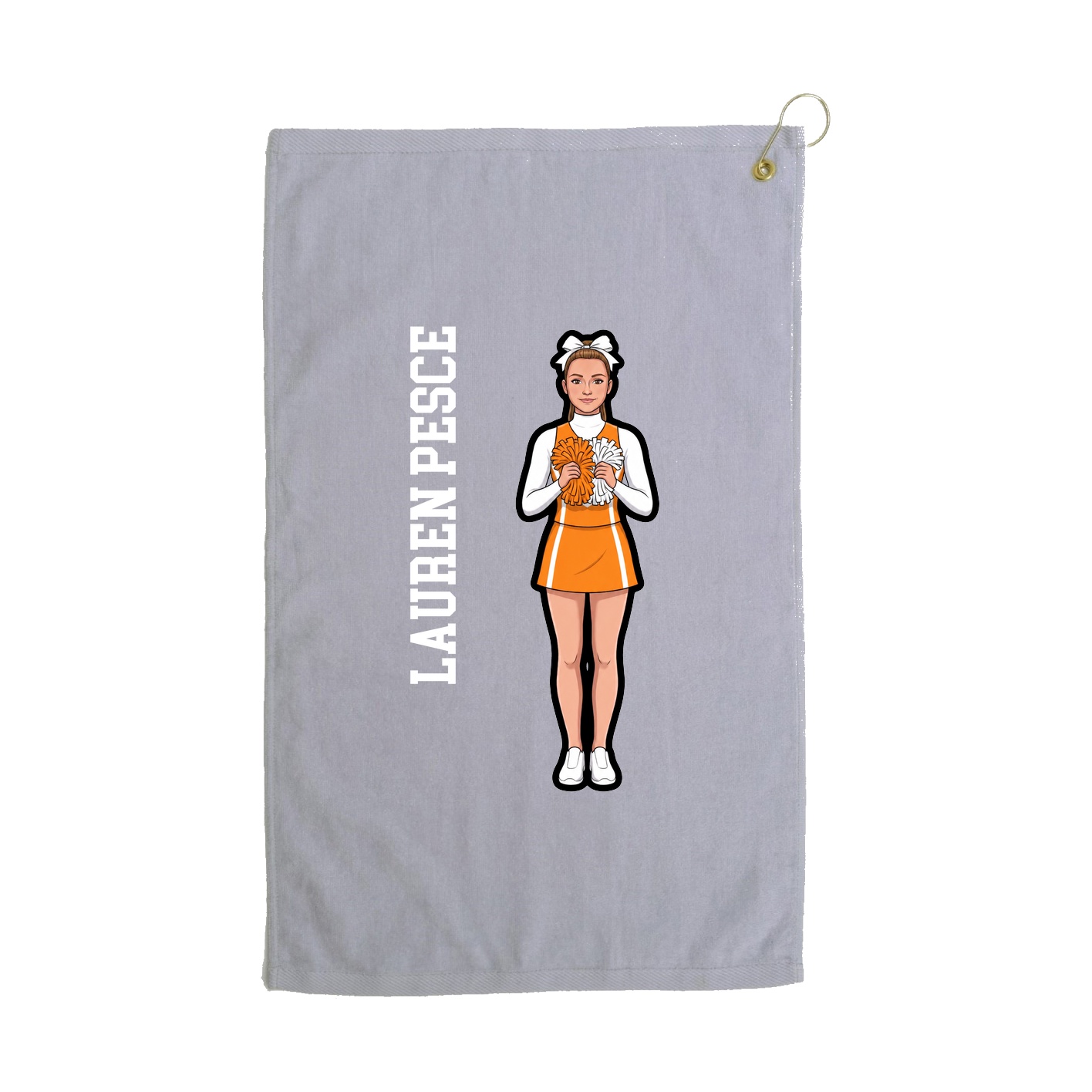 Golf Towel — Name Vertical in Grey