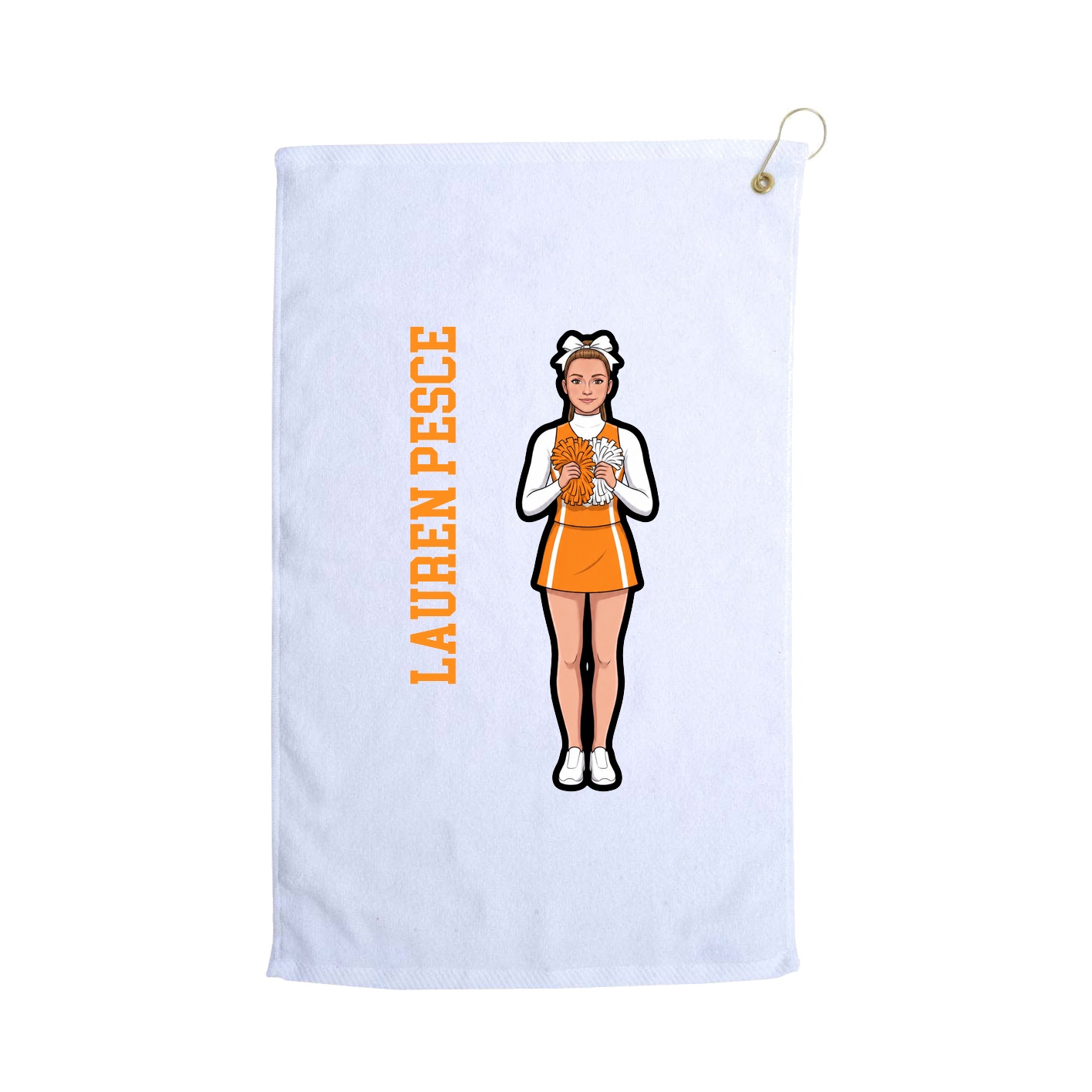 Golf Towel — Name Vertical in White