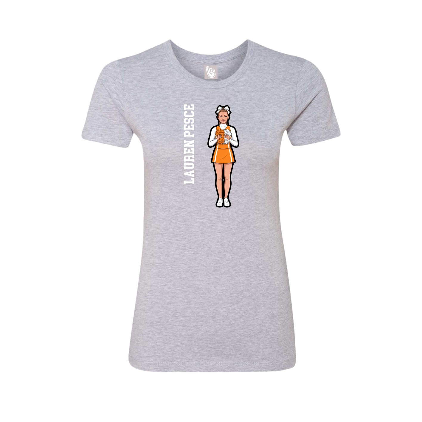 Fitted Women's Tee — Name Vertical in Grey
