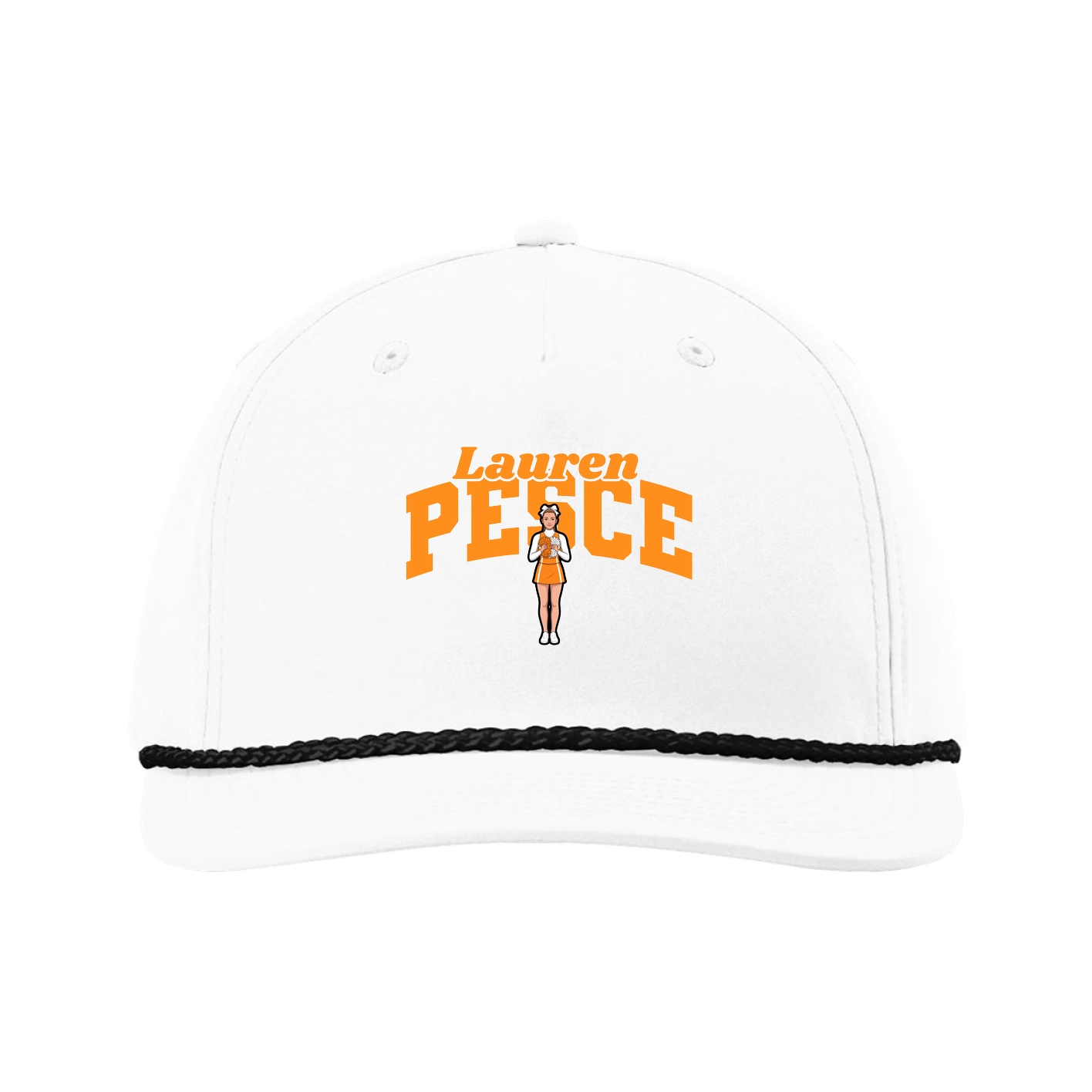 Five-Panel Classic Rope Cap — Signature Arch in White