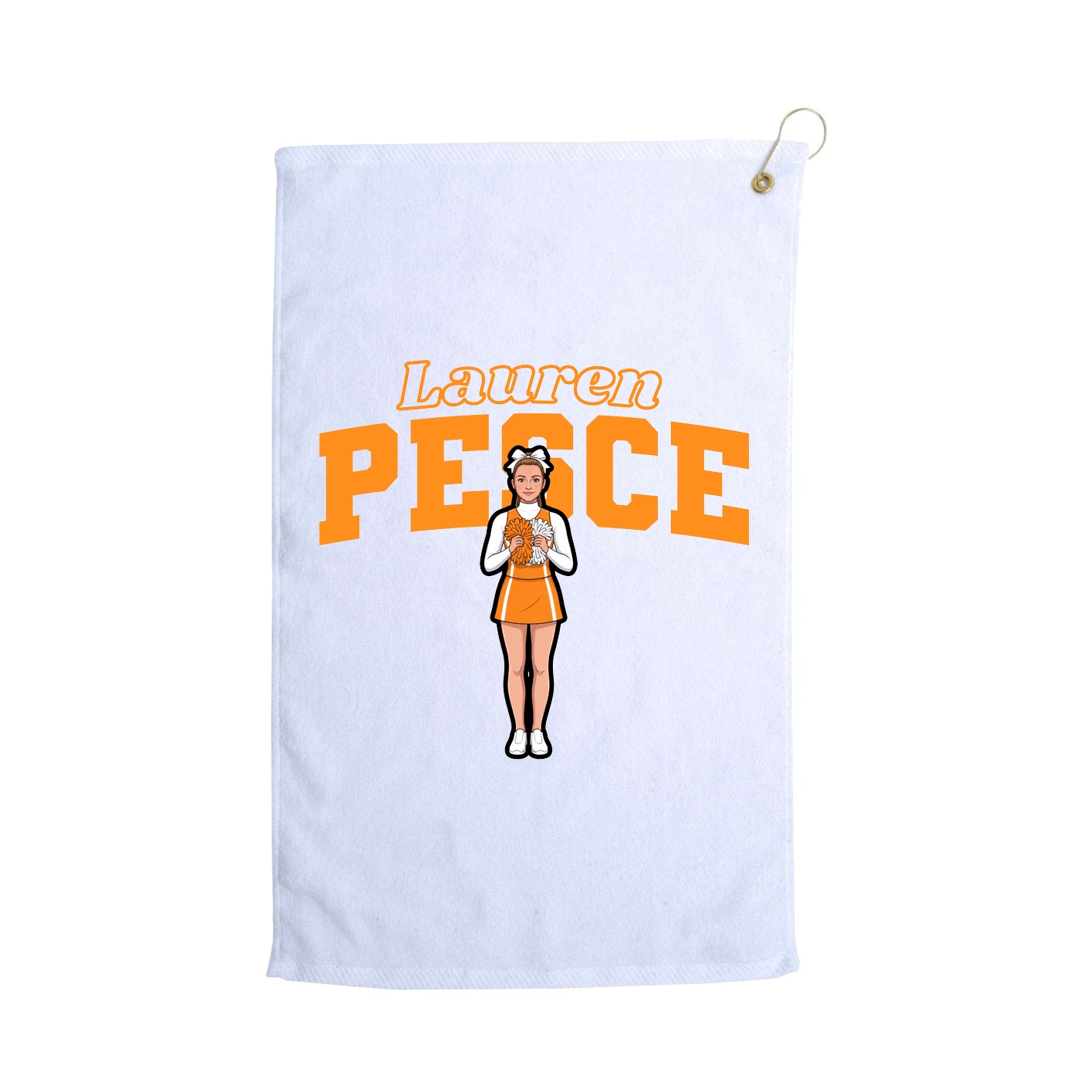 Golf Towel — Name Arch in White