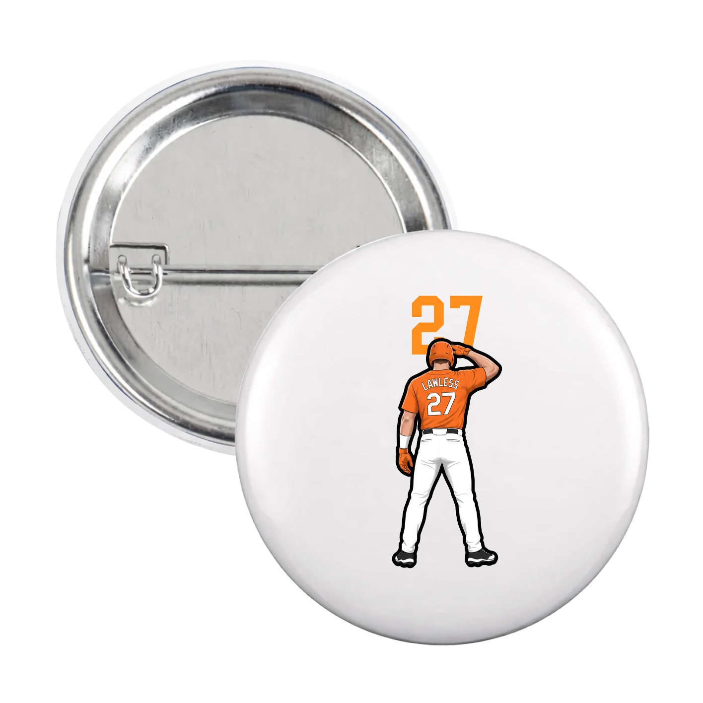 Game Day Button — Number Top in White