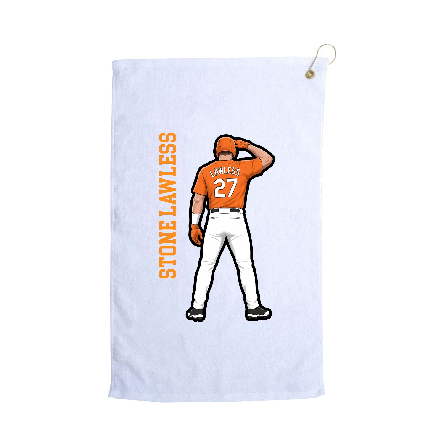 Golf Towel — Name Vertical in White