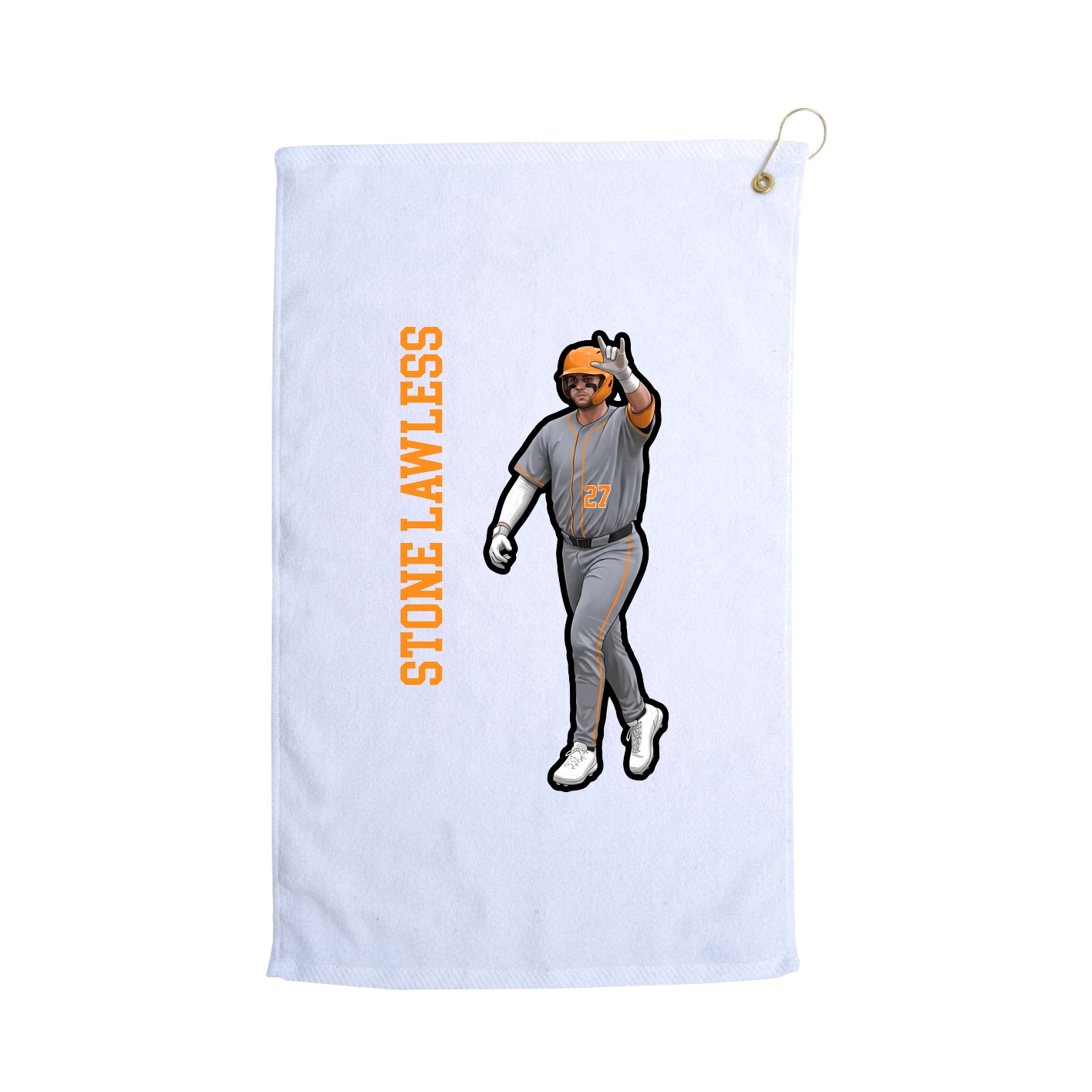 Golf Towel — Name Vertical in White
