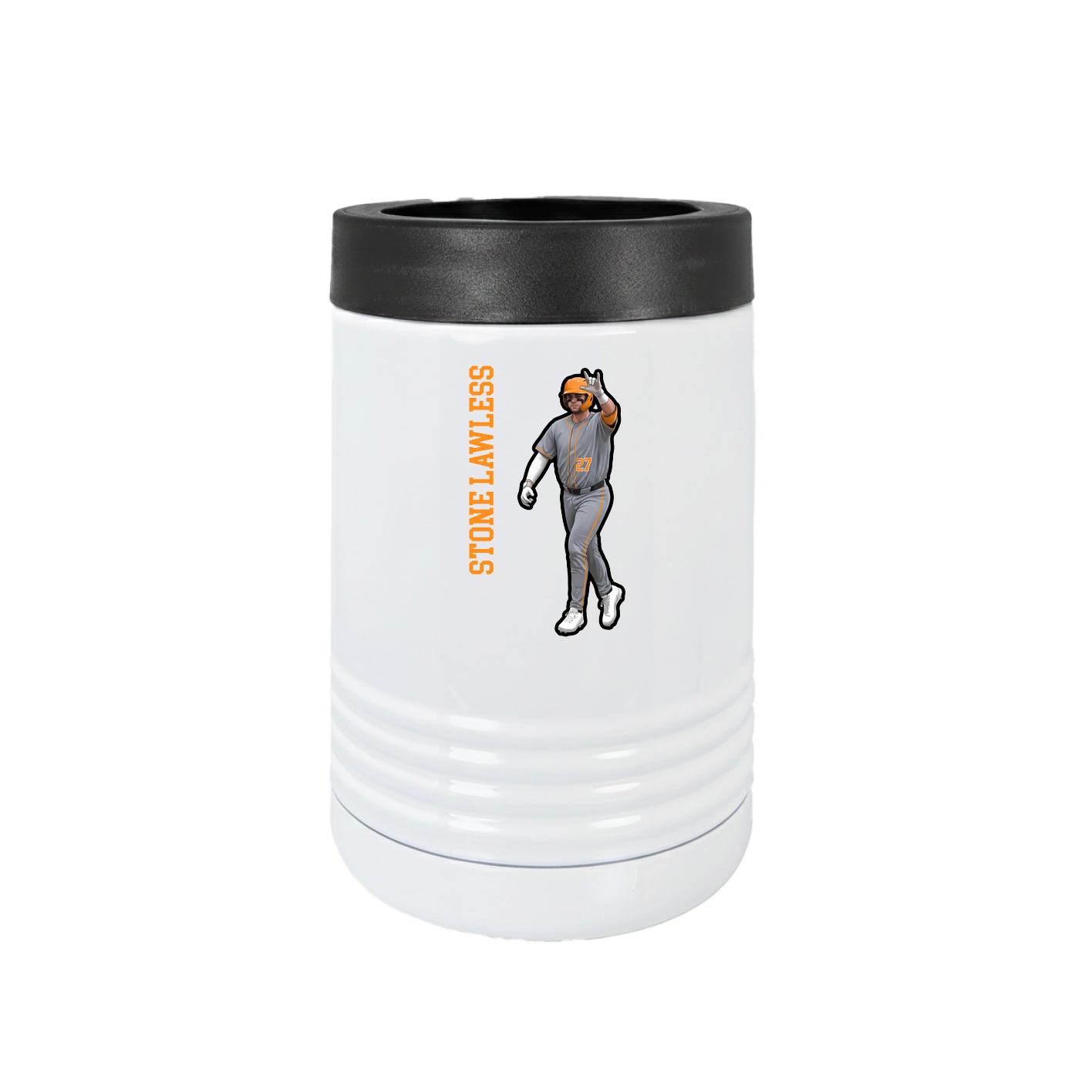 Beverage Holder — Name Vertical in White