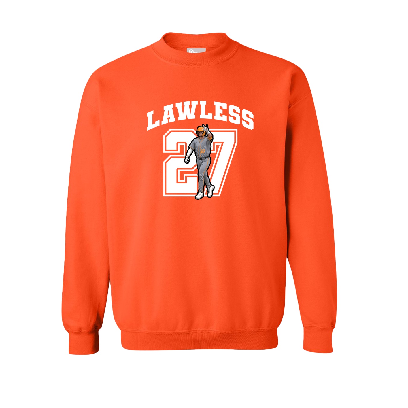 Fleece Crew — Number in Orange