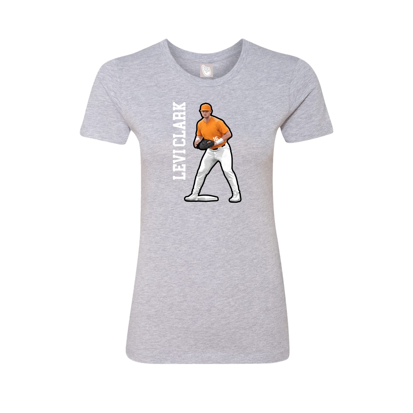 Fitted Women's Tee — Name Vertical in Grey