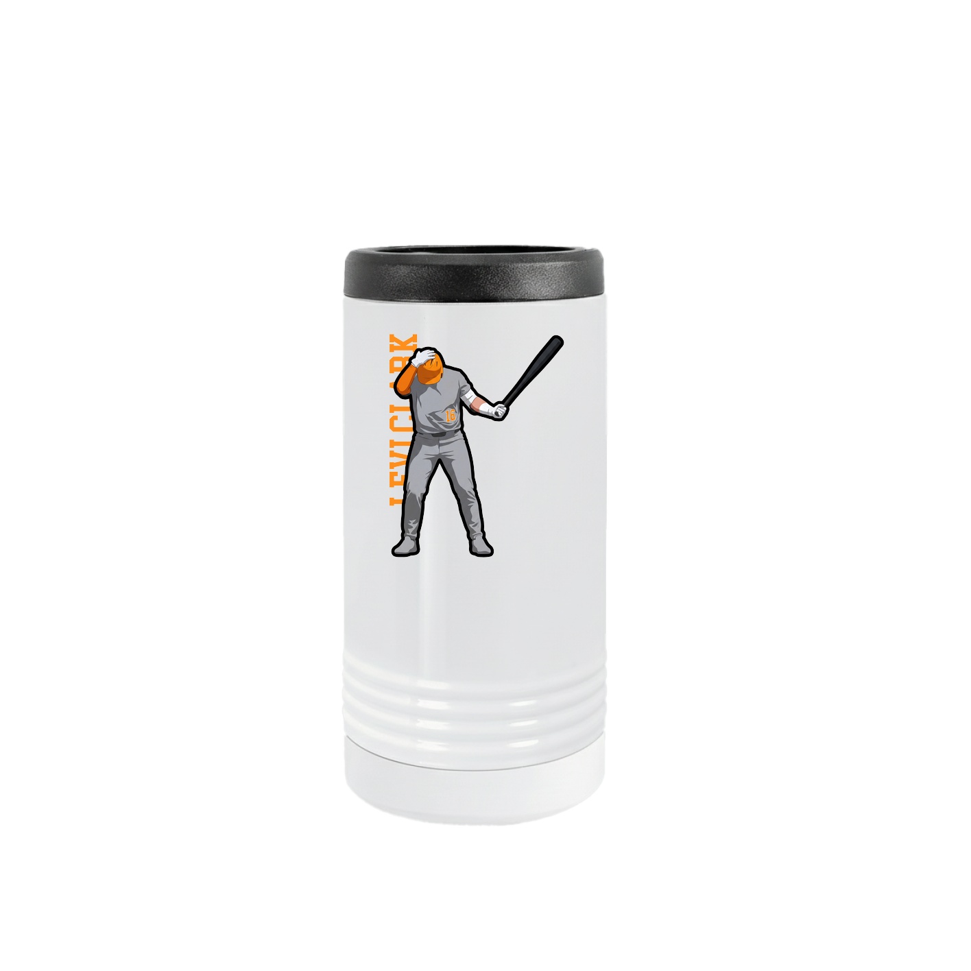 Slim Beverage Holder — Name Vertical in White