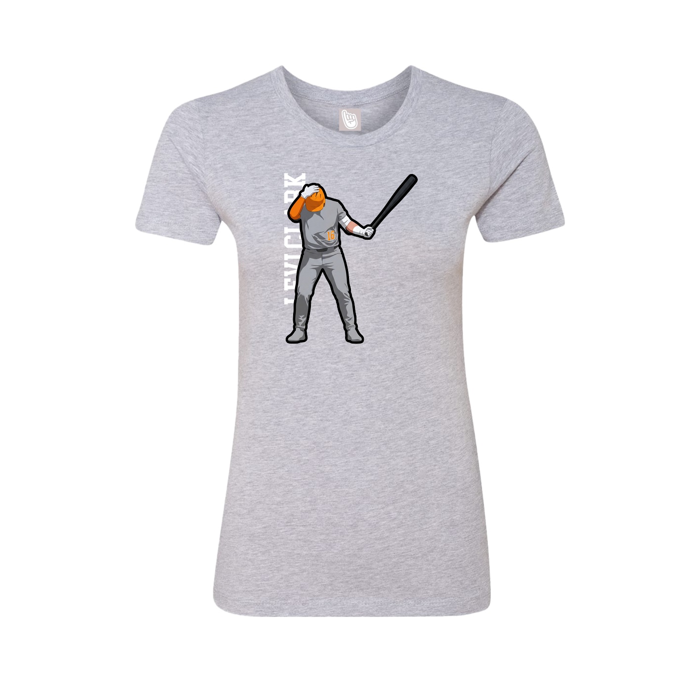 Fitted Women's Tee — Name Vertical in Grey