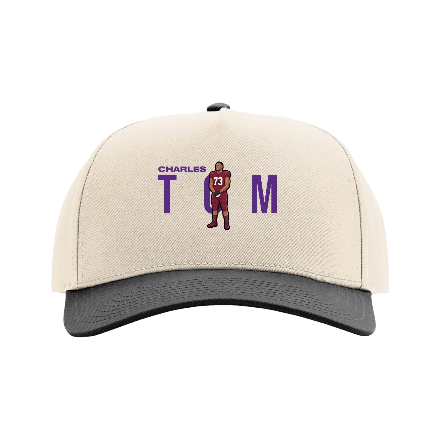 Full Fabric Five-Panel Champ Cap — Player Name in Cream/Black