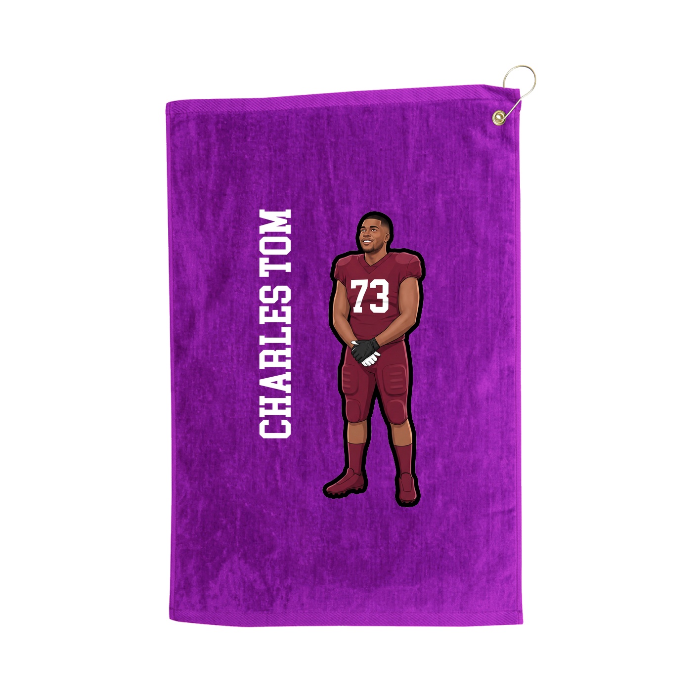 Golf Towel — Name Vertical in Purple