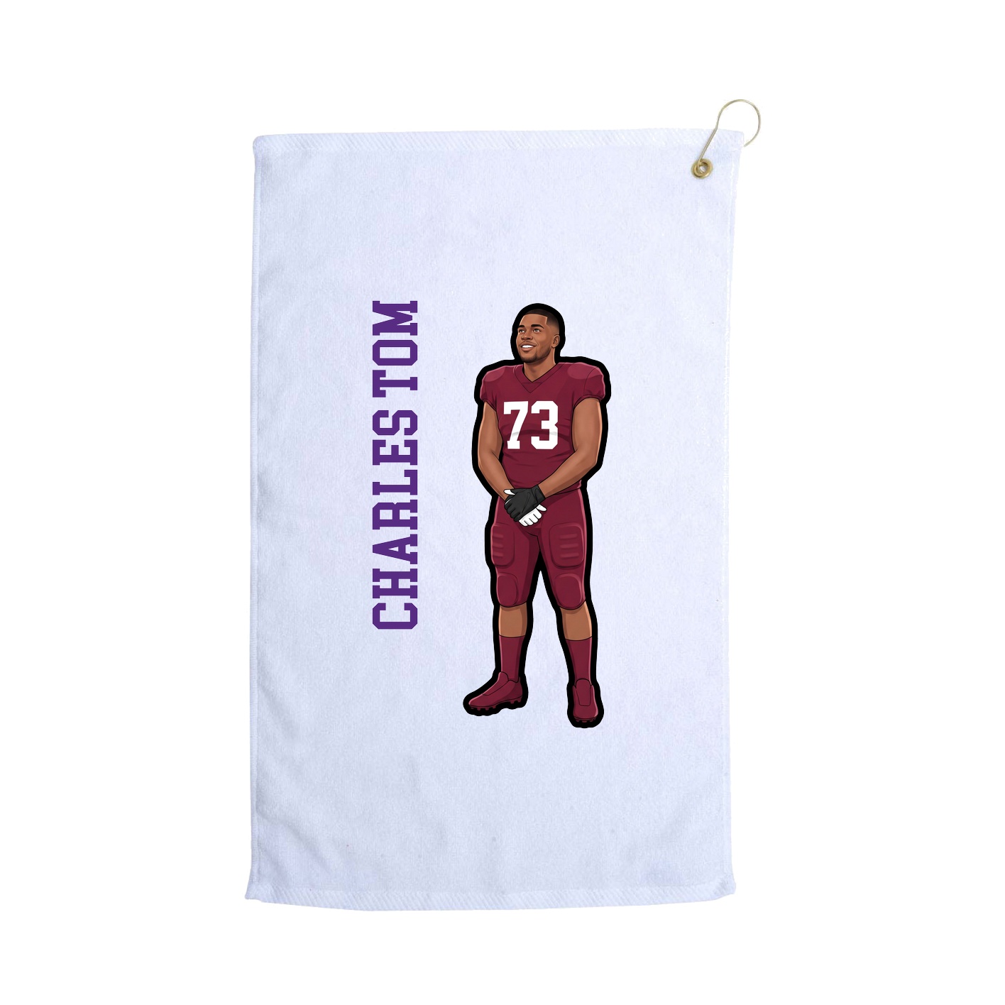 Golf Towel — Name Vertical in White
