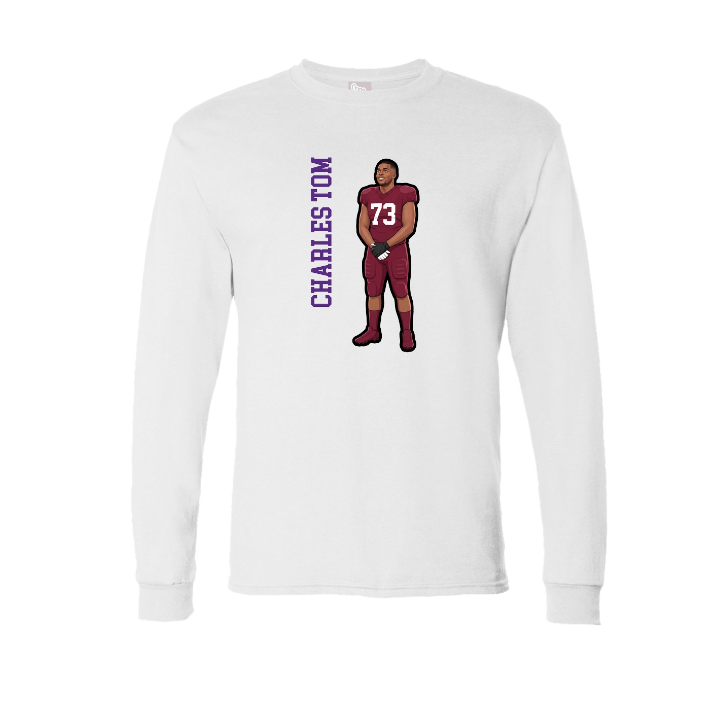 Long Sleeve Tee — Name Vertical in White