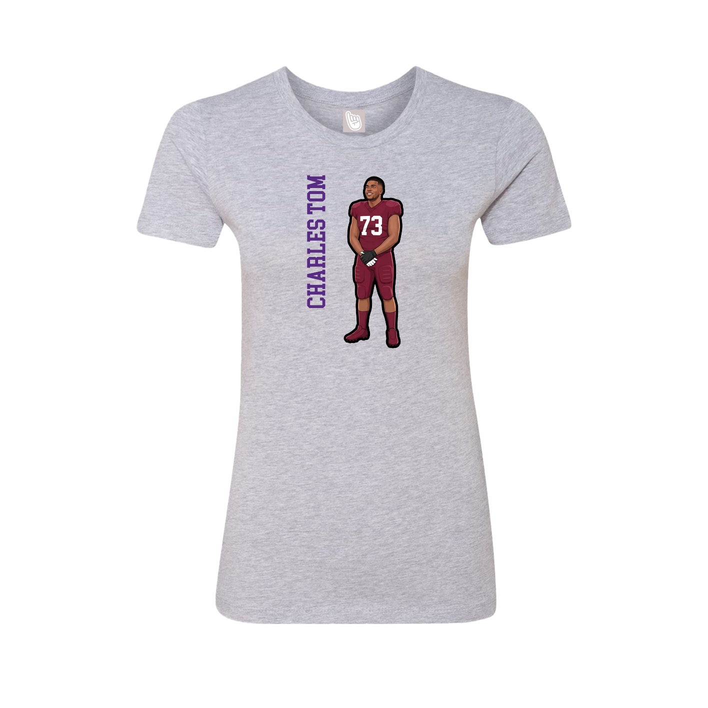 Womens Tee — Name Vertical in Grey