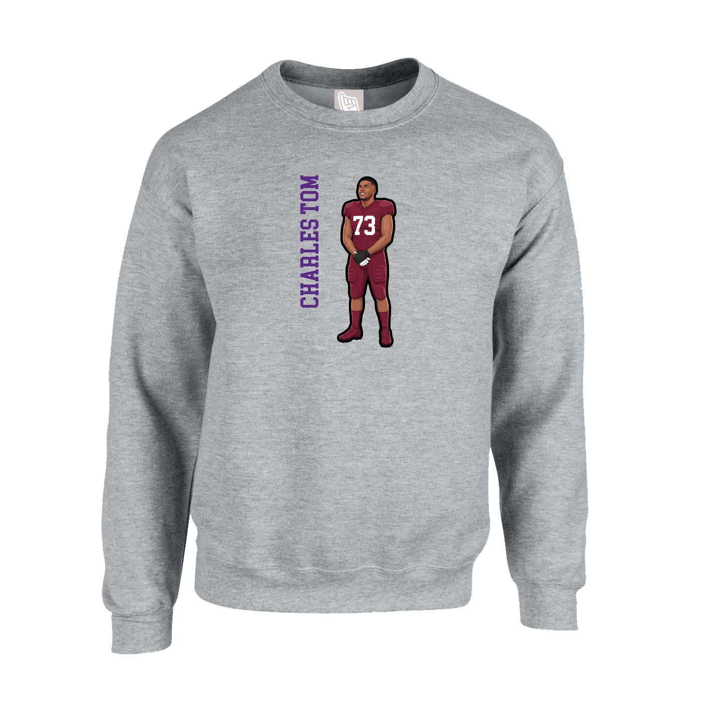Fleece Crew — Name Vertical in Grey